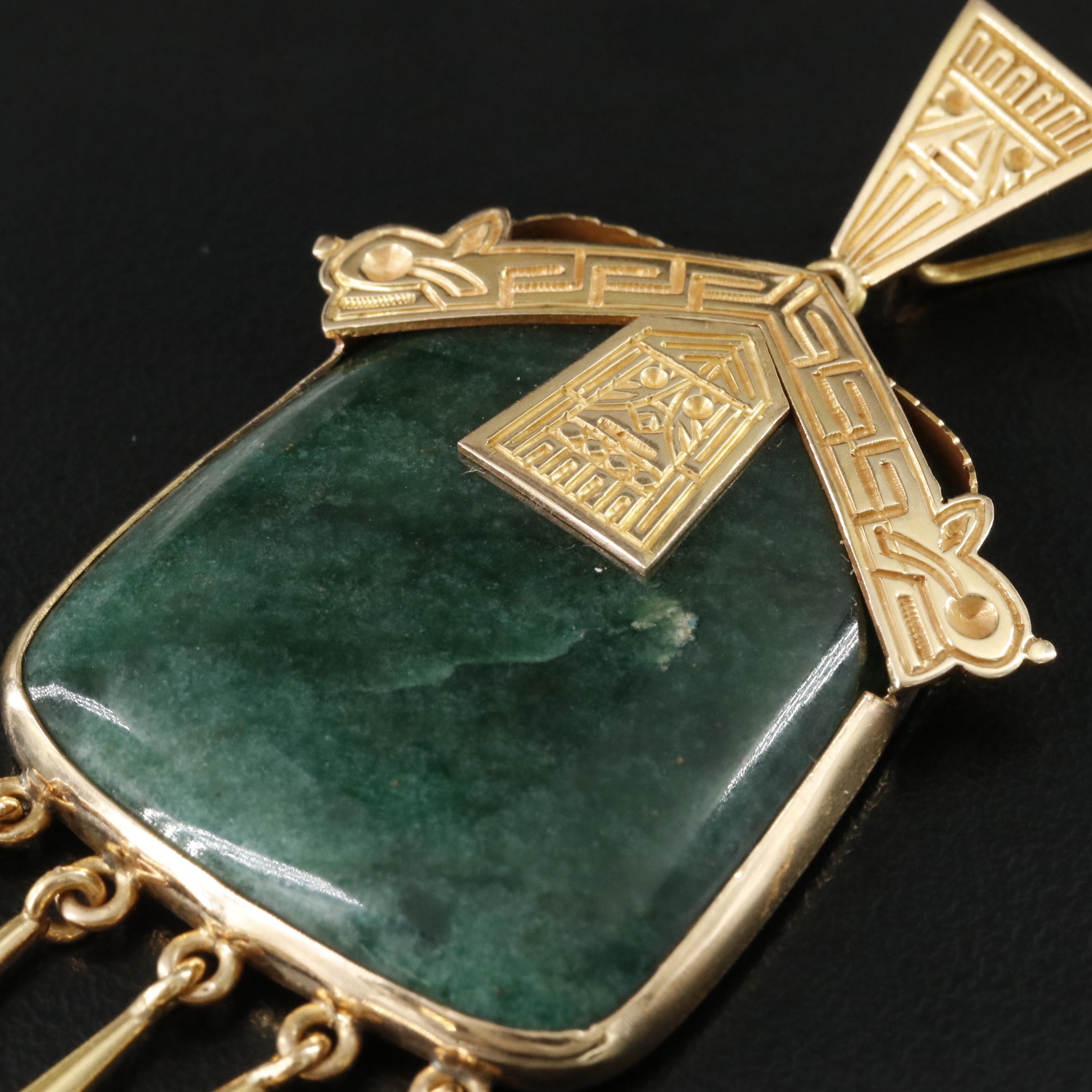 18K Mesoamerican Themed Jasper Pendant