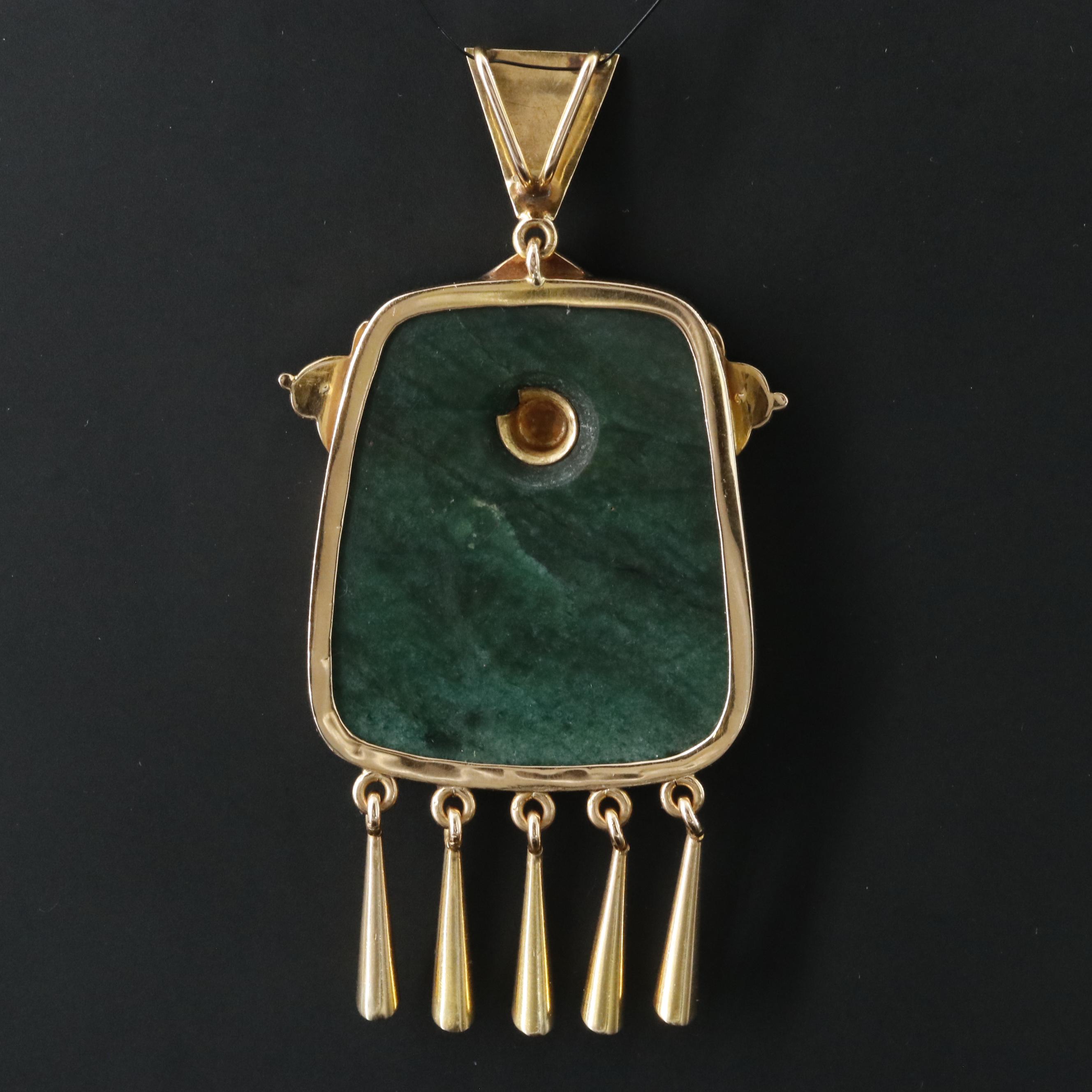 18K Mesoamerican Themed Jasper Pendant