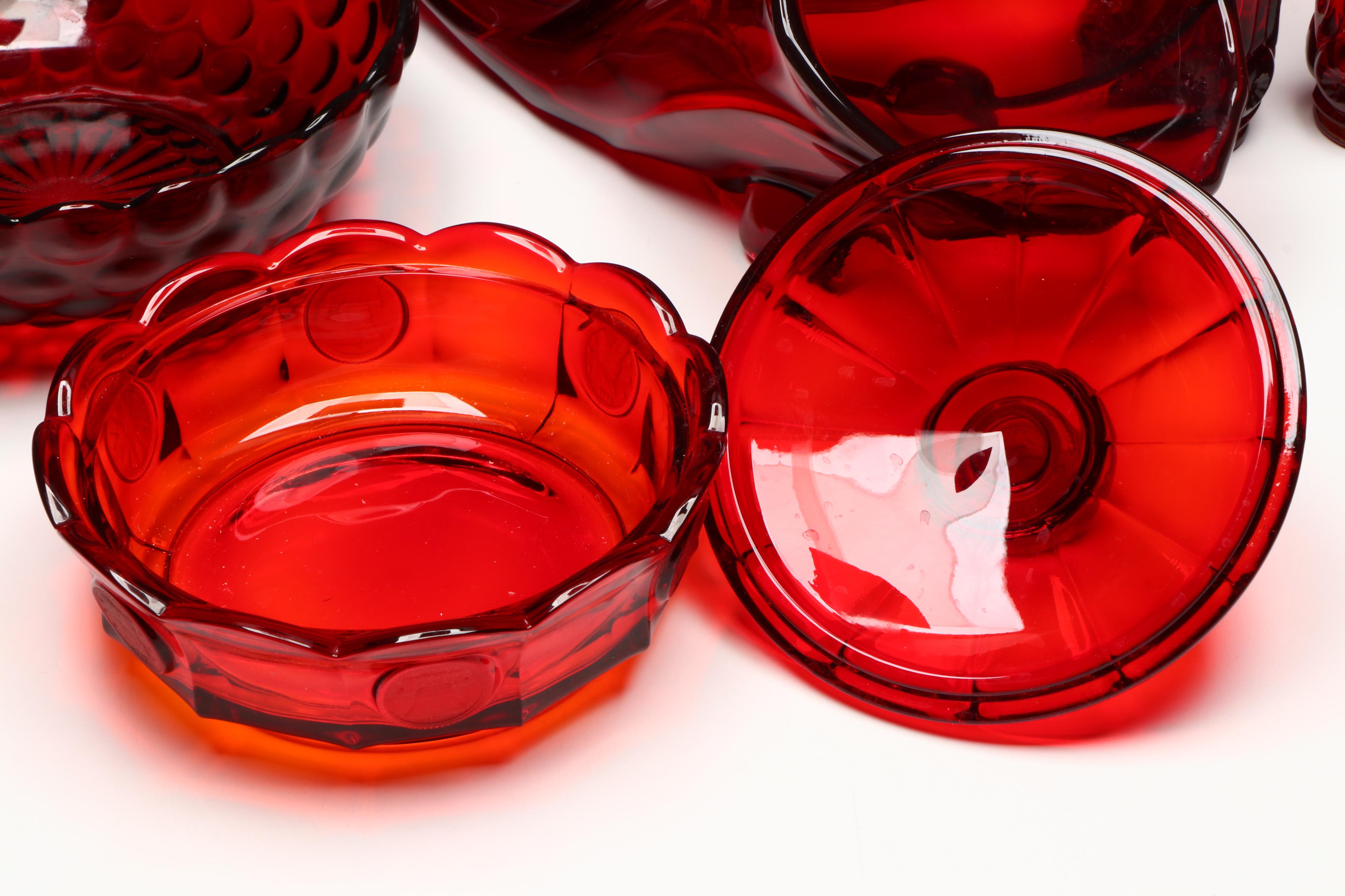 Red Glass Bowls, Cornucopia, Tealight Holder, Jar and Shakers