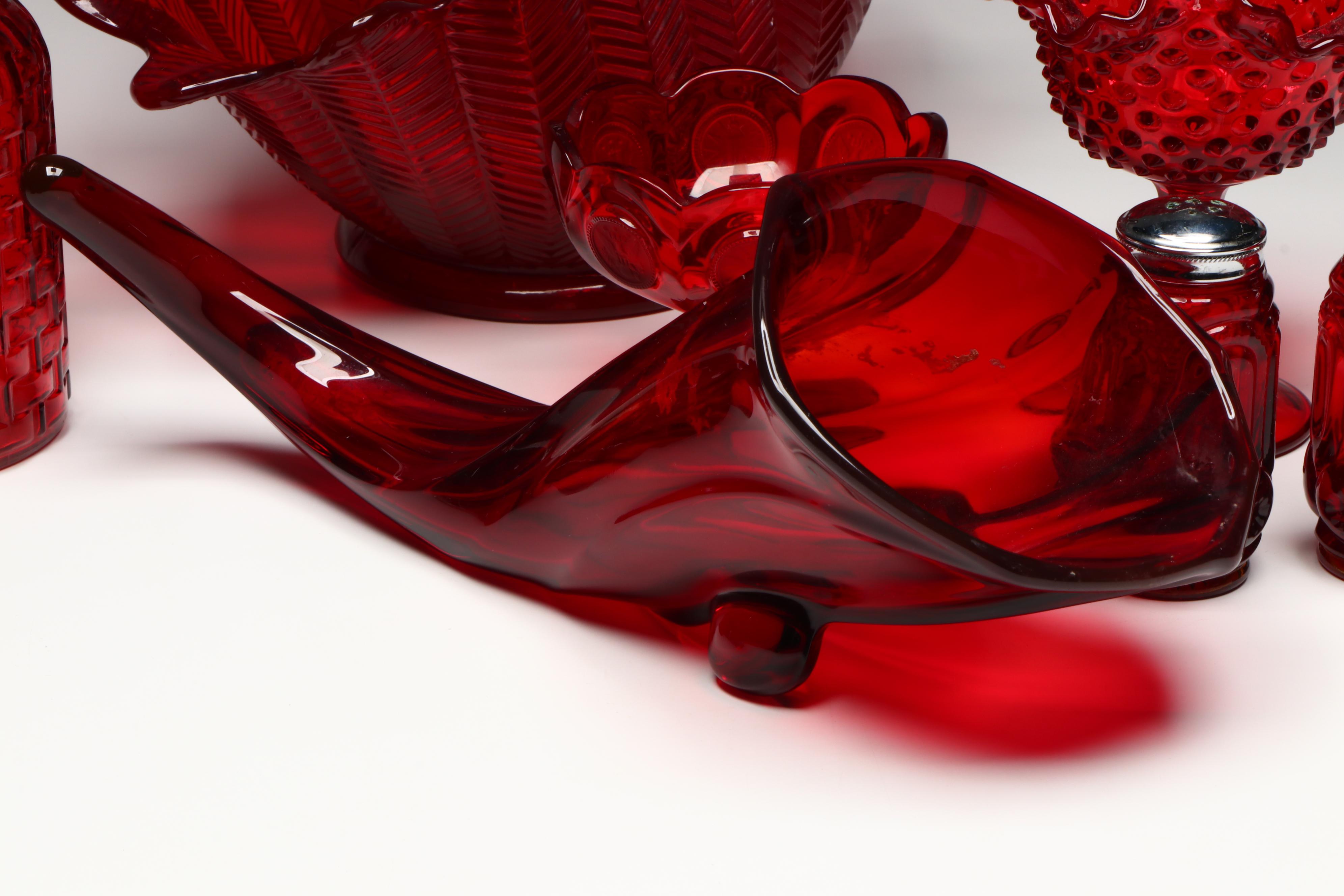 Red Glass Bowls, Cornucopia, Tealight Holder, Jar and Shakers