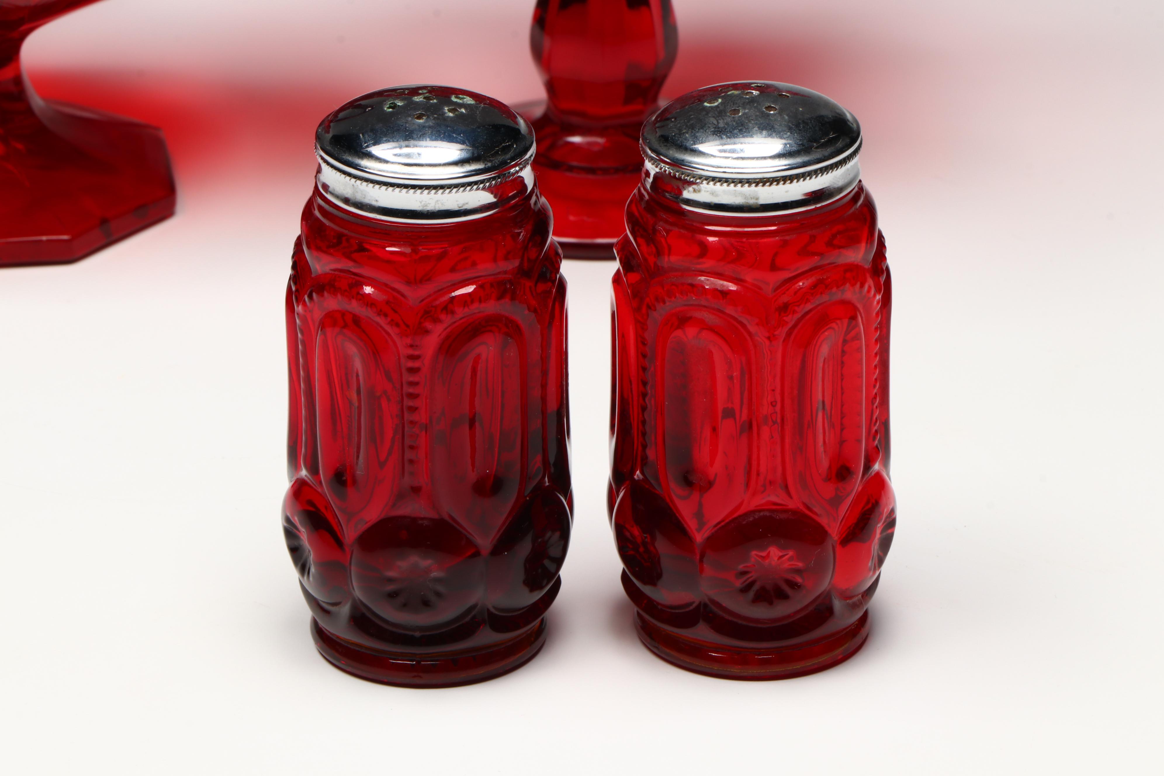 Red Glass Bowls, Cornucopia, Tealight Holder, Jar and Shakers