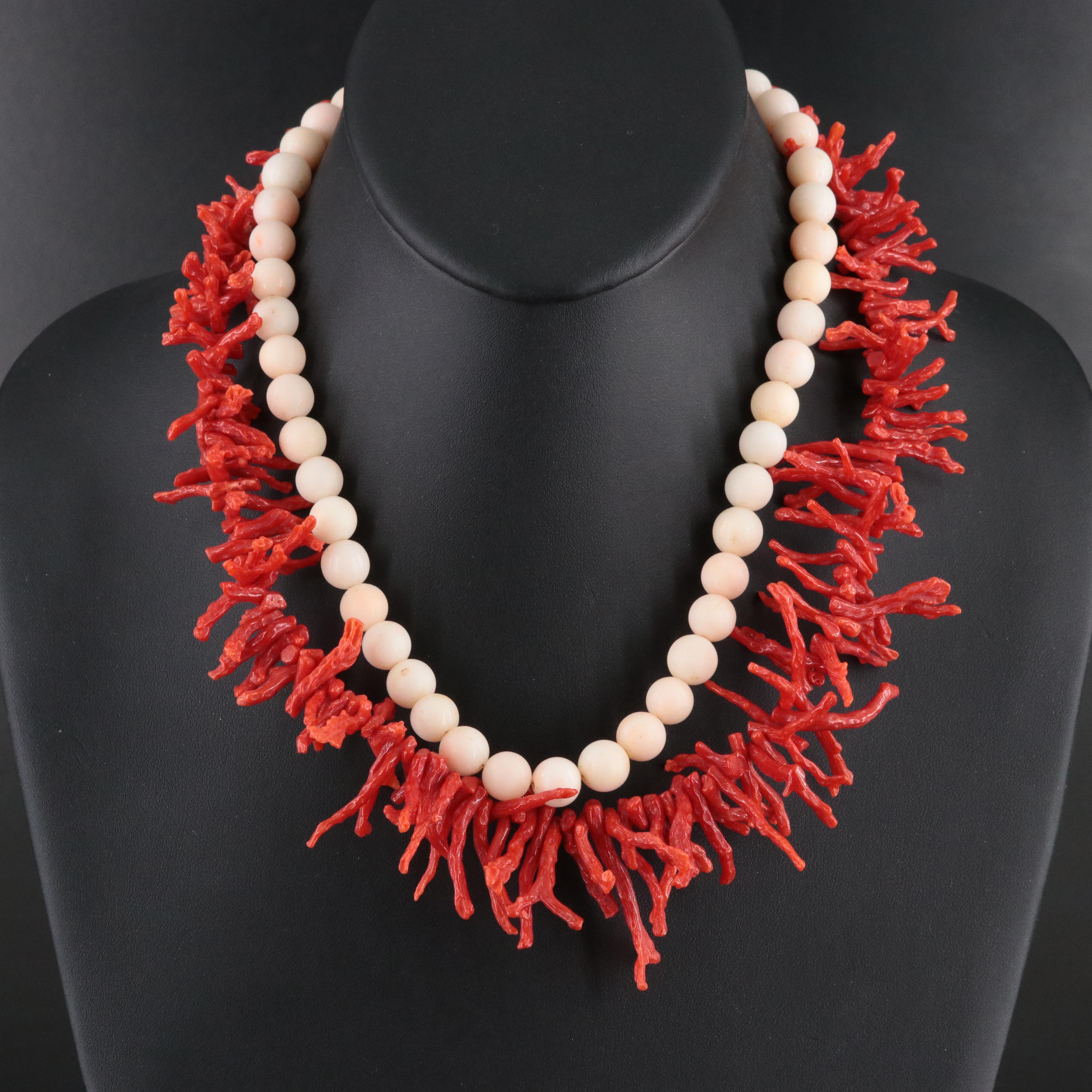 Beaded Coral and Graduated Coral Necklaces