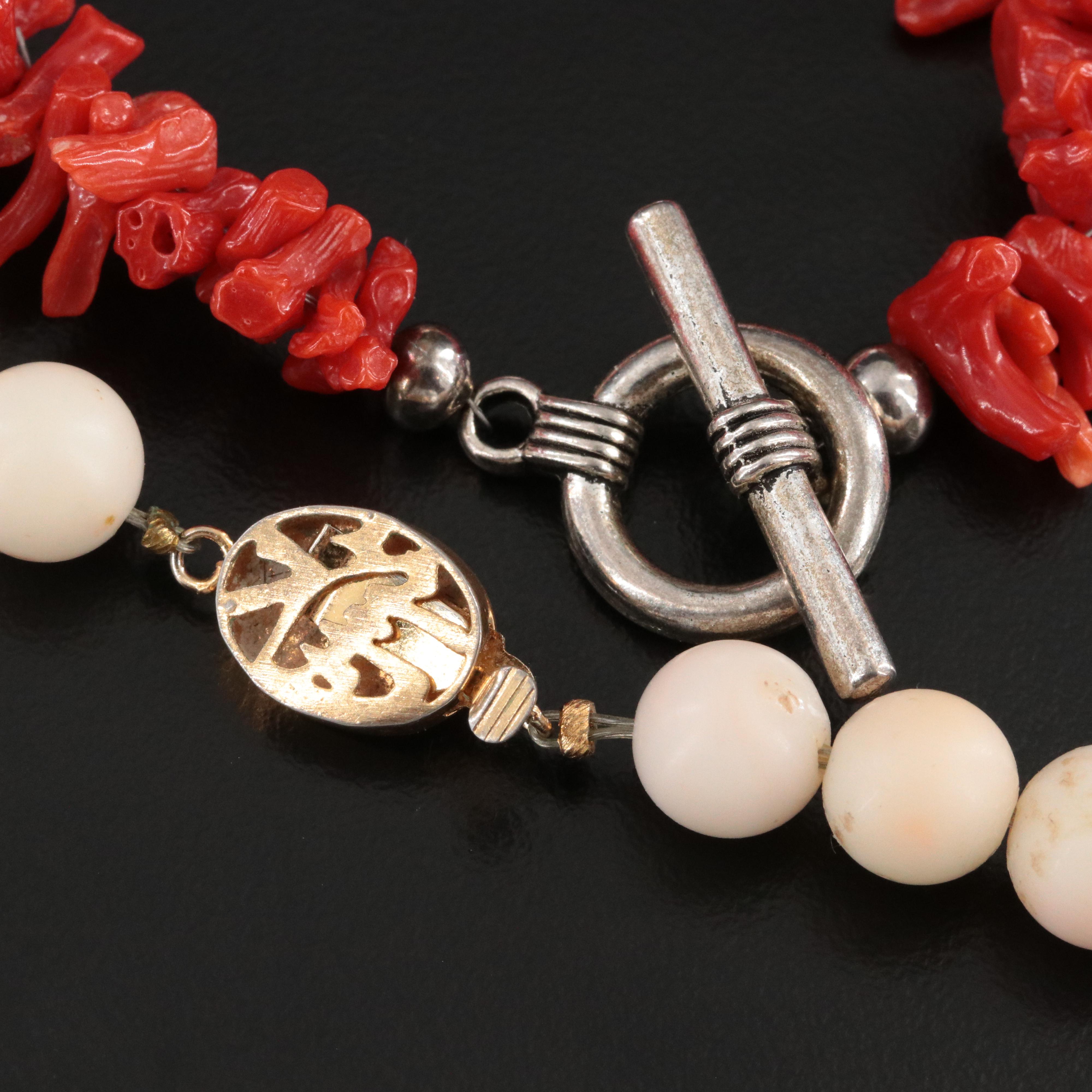 Beaded Coral and Graduated Coral Necklaces