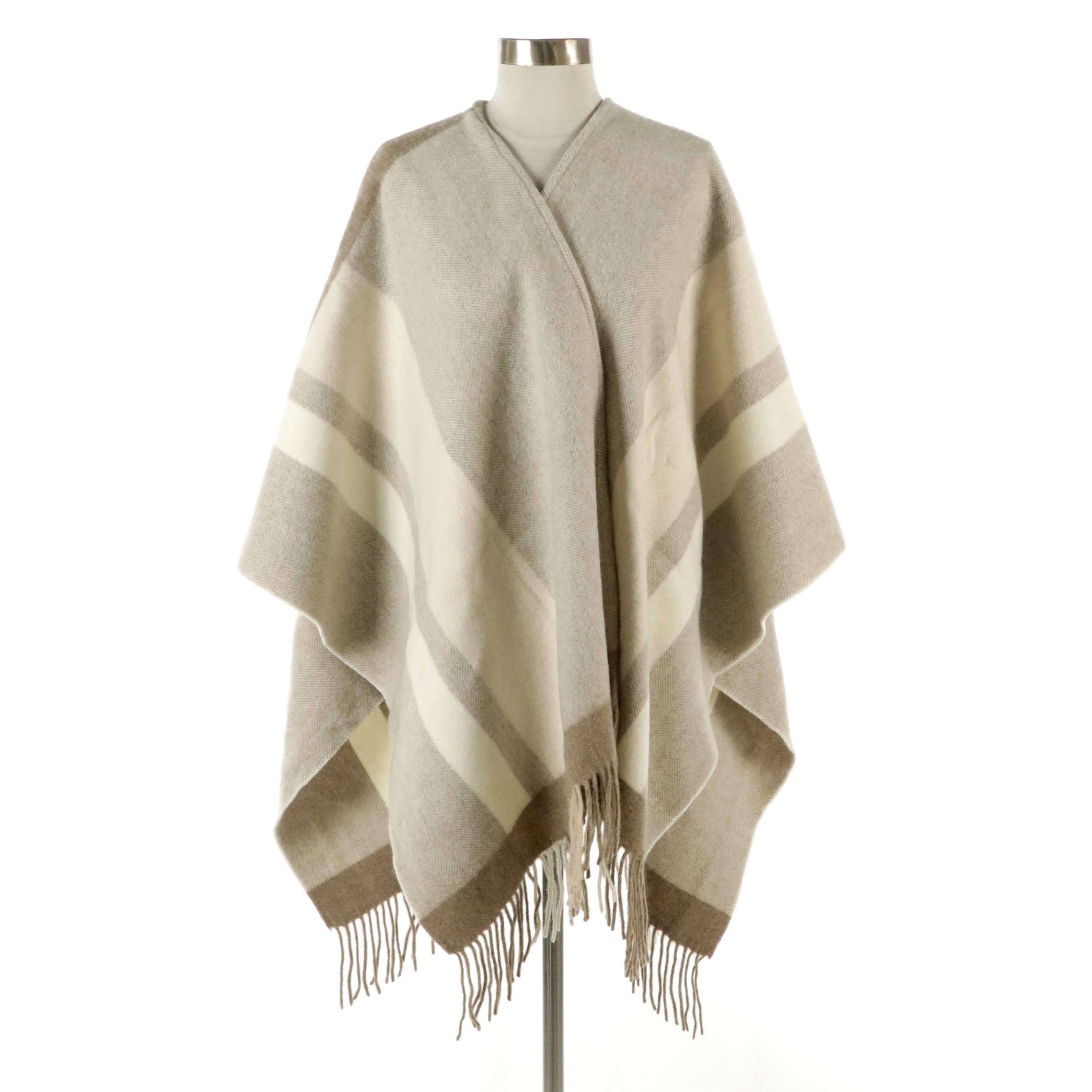 Loro Piana Beige Fringed Cashmere Shawl