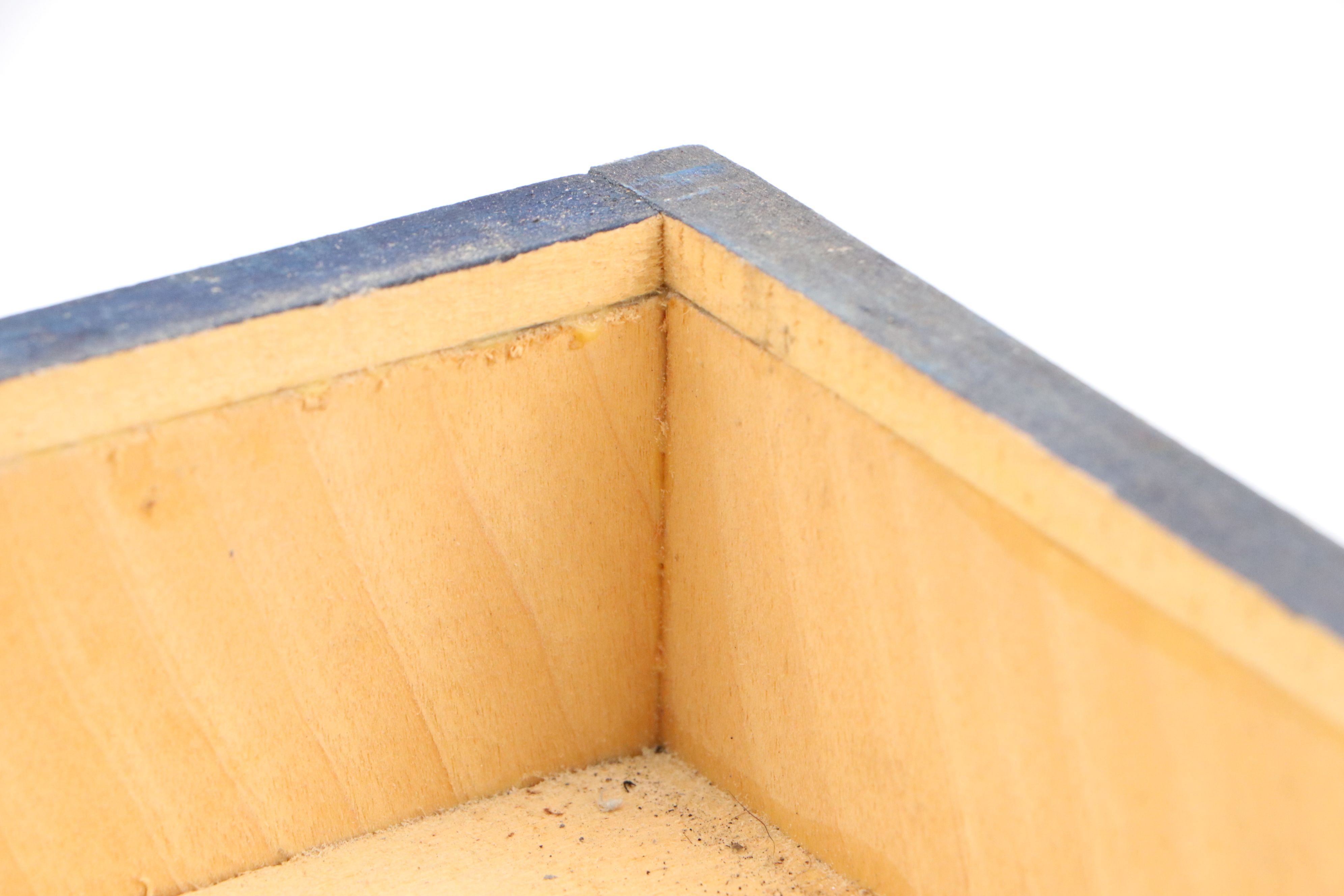 Robert Beaven Wooden Box with Blue on White Pottery Mosaic