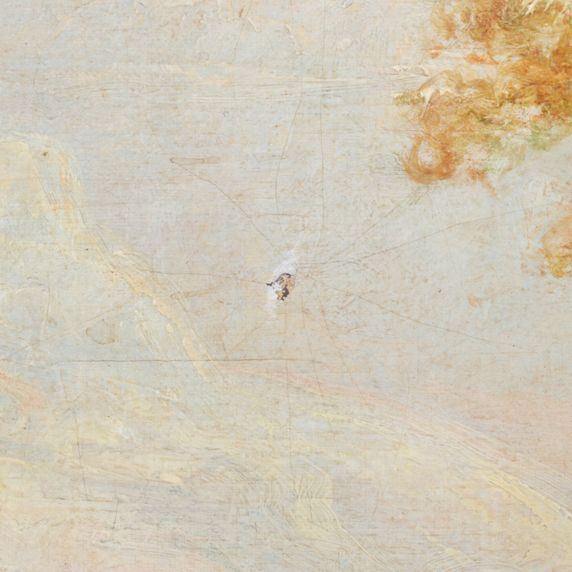 Oil Painting Scene of Townspeople Congregating in Nature, Mid-Late 19th Century