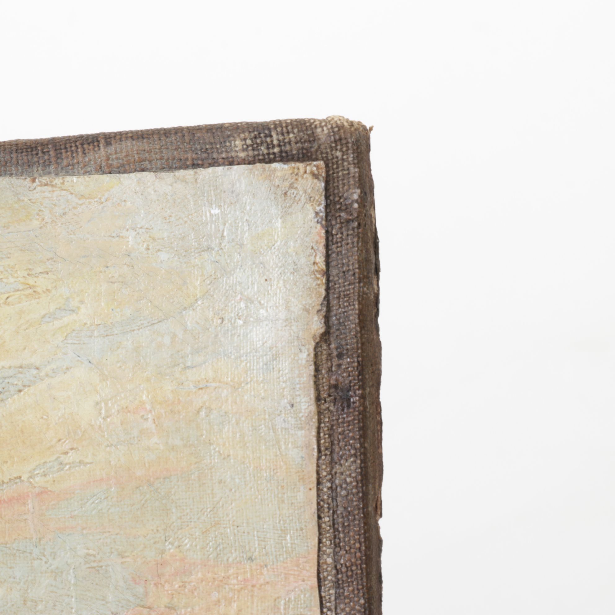 Oil Painting Scene of Townspeople Congregating in Nature, Mid-Late 19th Century