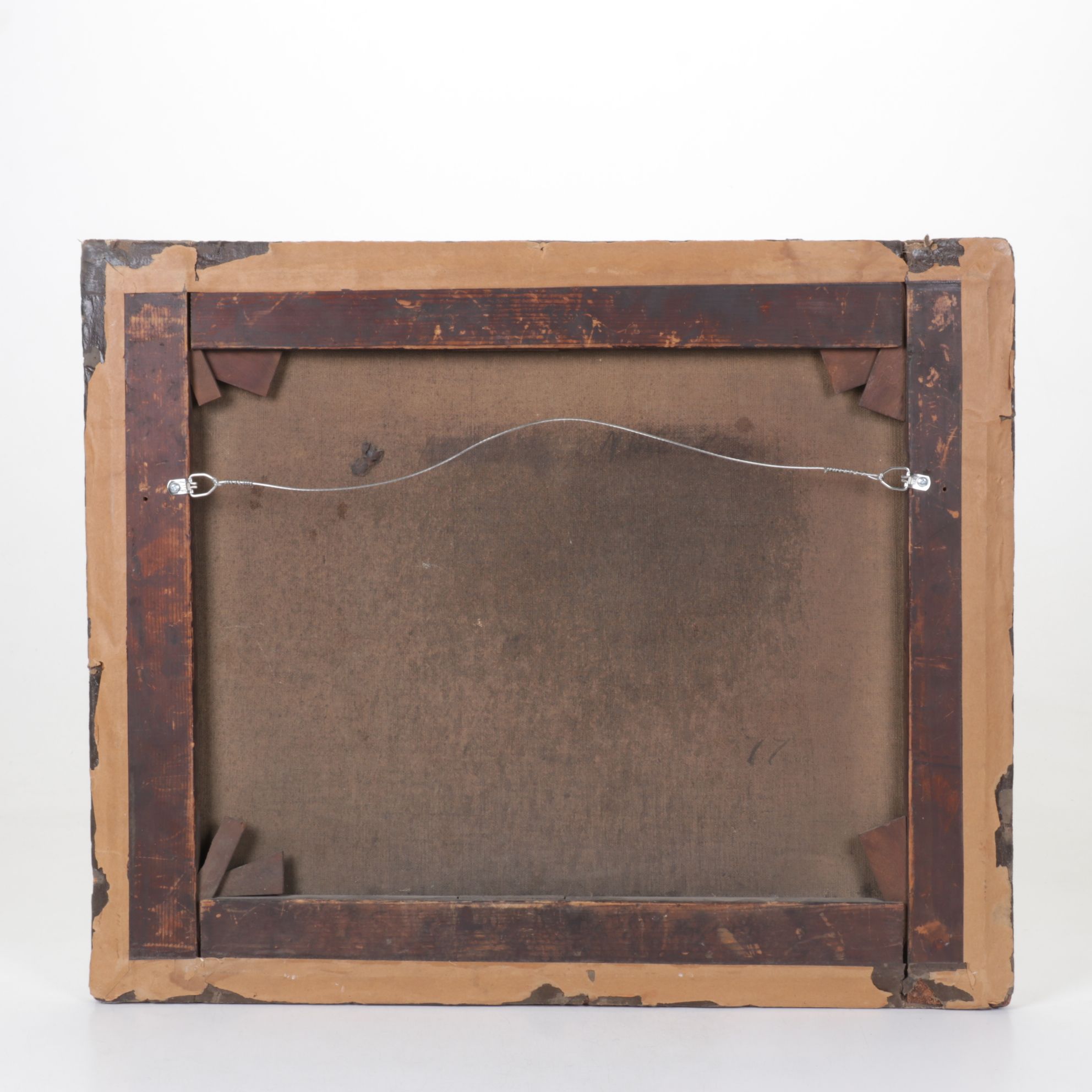 Oil Painting Scene of Townspeople Congregating in Nature, Mid-Late 19th Century