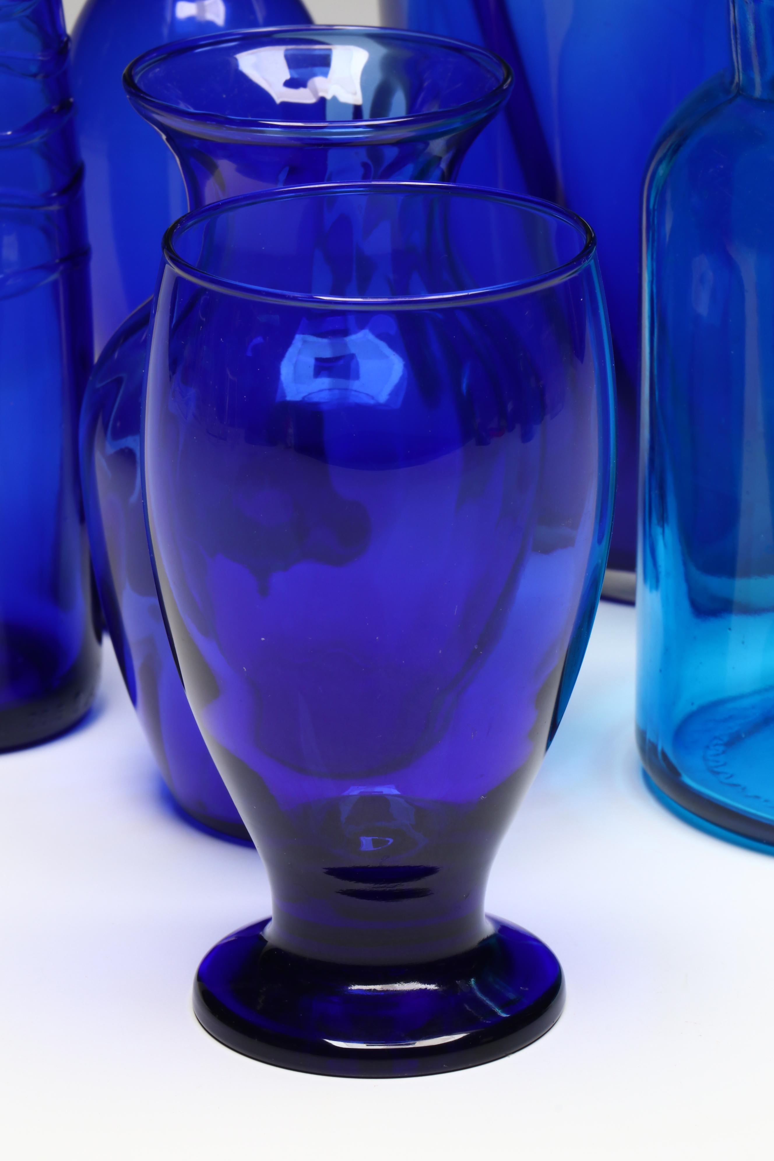 Cobalt Blue Glass Vases, Bottles, Glass and Jar