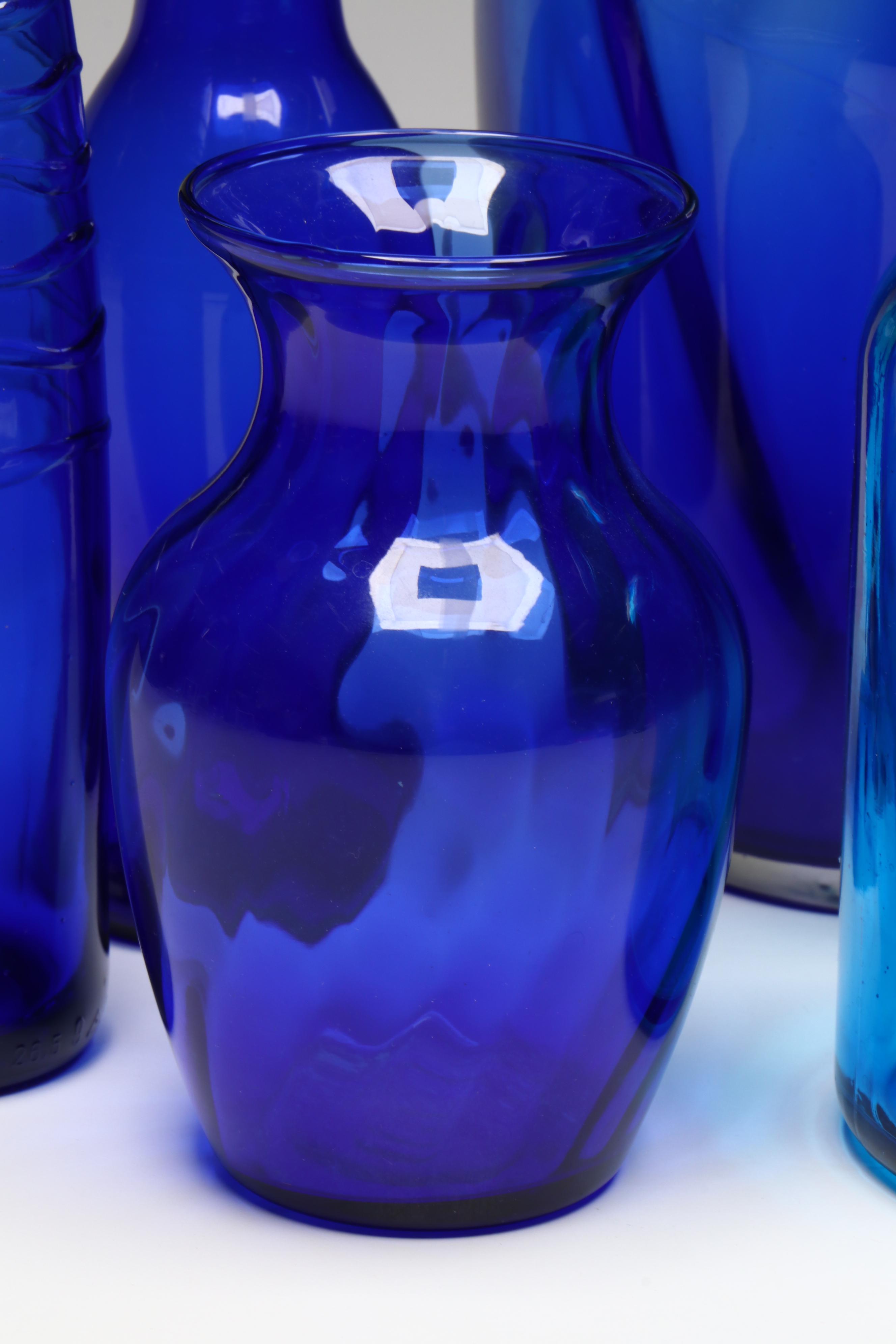 Cobalt Blue Glass Vases, Bottles, Glass and Jar
