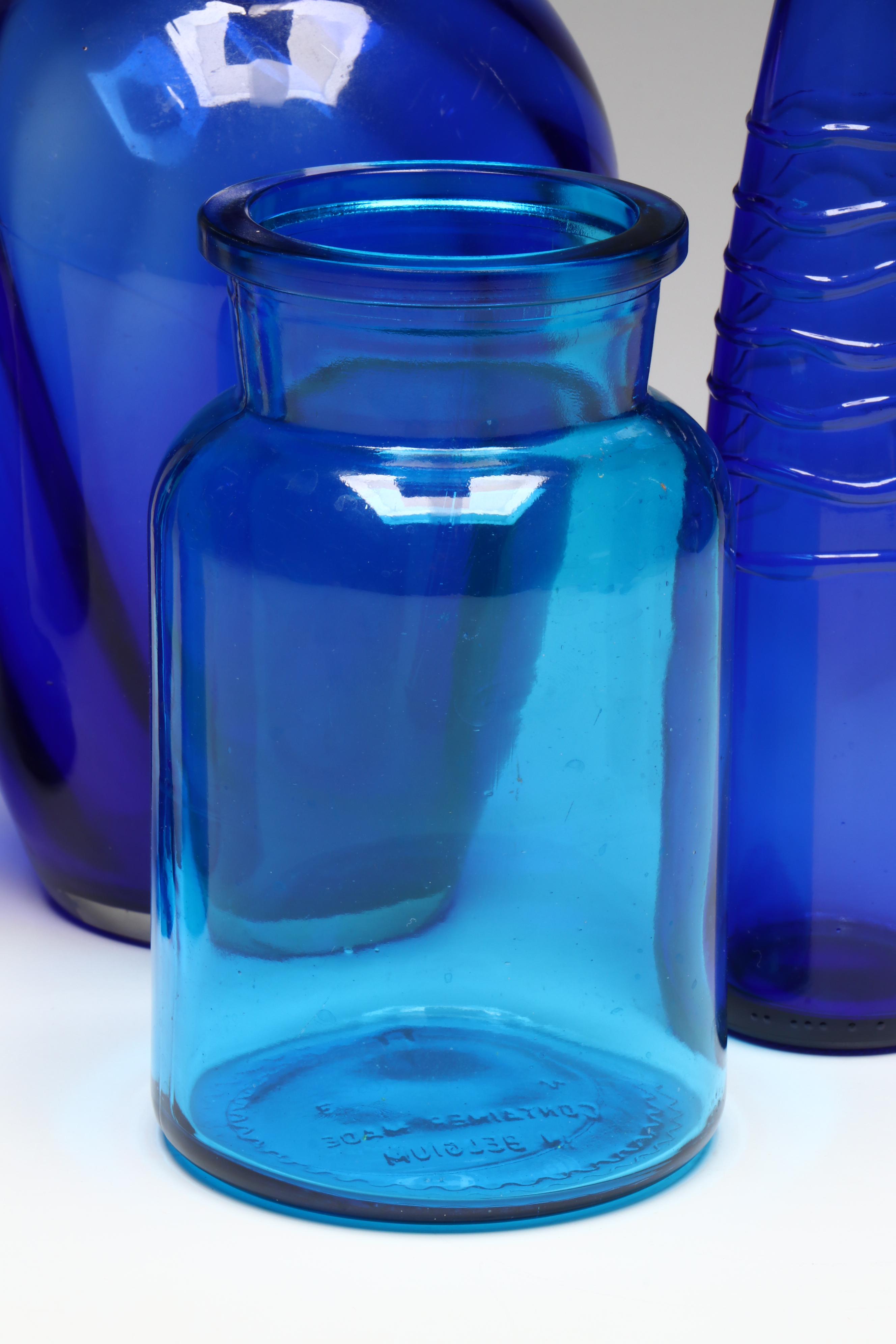 Cobalt Blue Glass Vases, Bottles, Glass and Jar