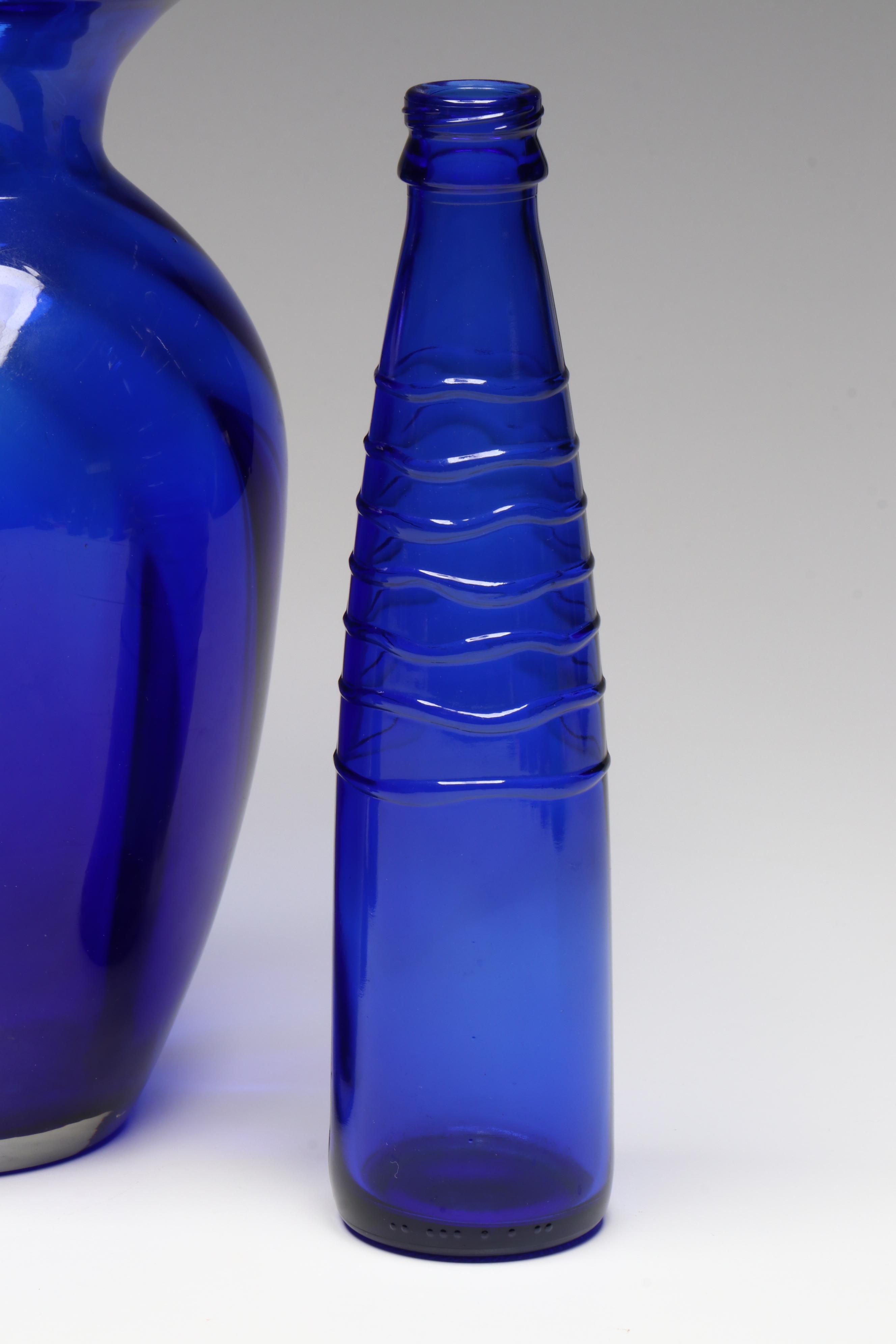 Cobalt Blue Glass Vases, Bottles, Glass and Jar