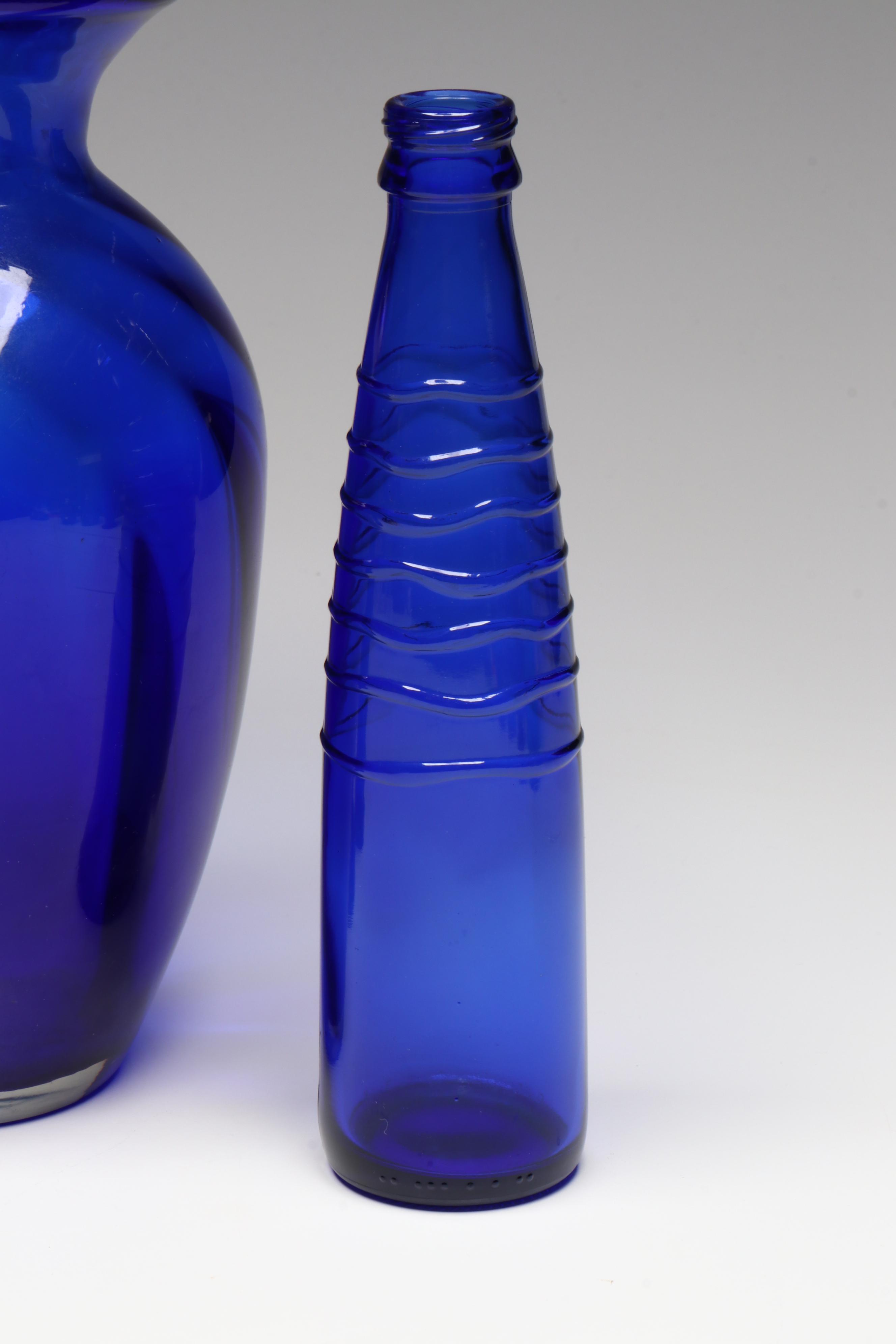 Cobalt Blue Glass Vases, Bottles, Glass and Jar