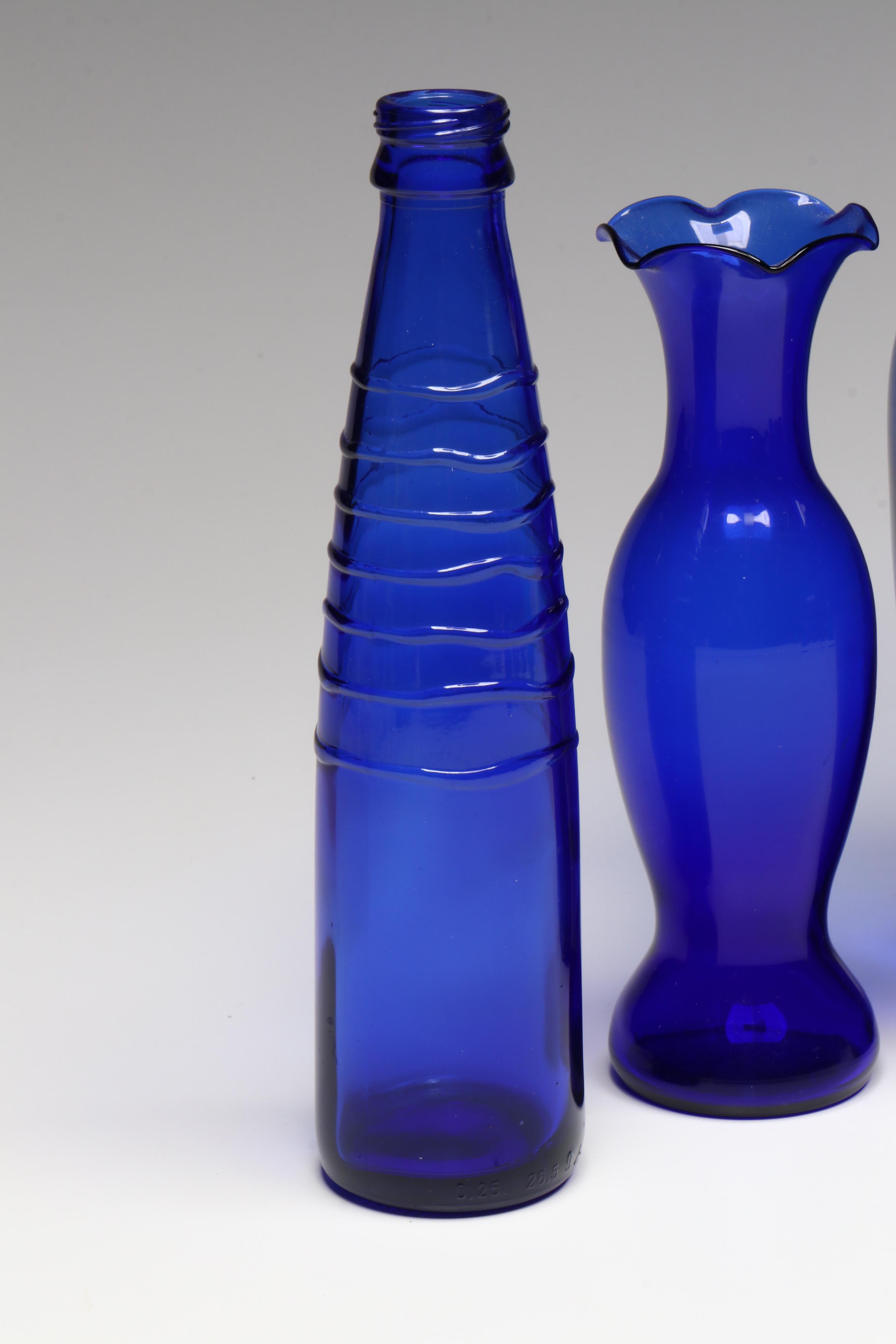 Cobalt Blue Glass Vases, Bottles, Glass and Jar
