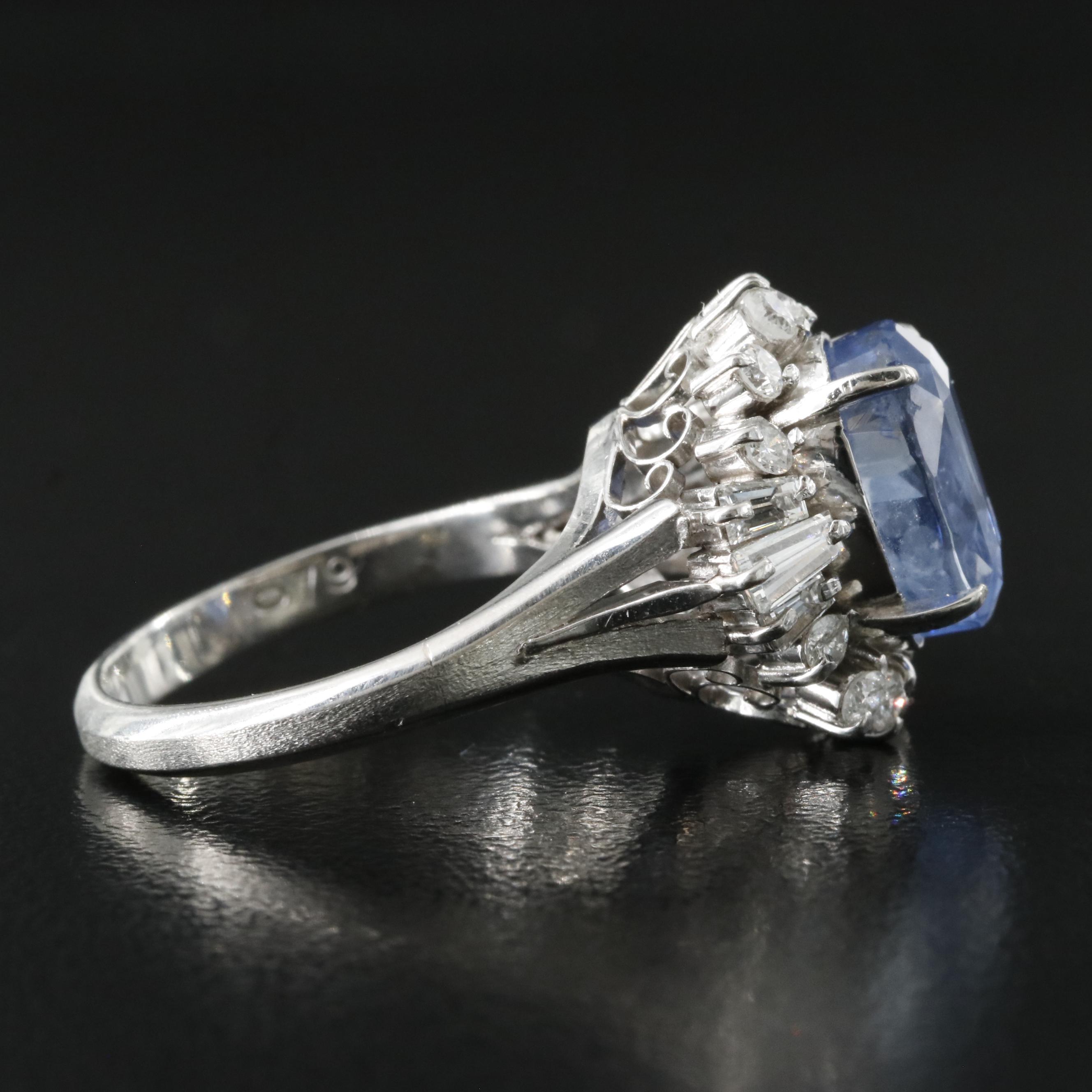 Platinum 5.39 CT Ceylon Sapphire and Diamond Ring with GIA Report