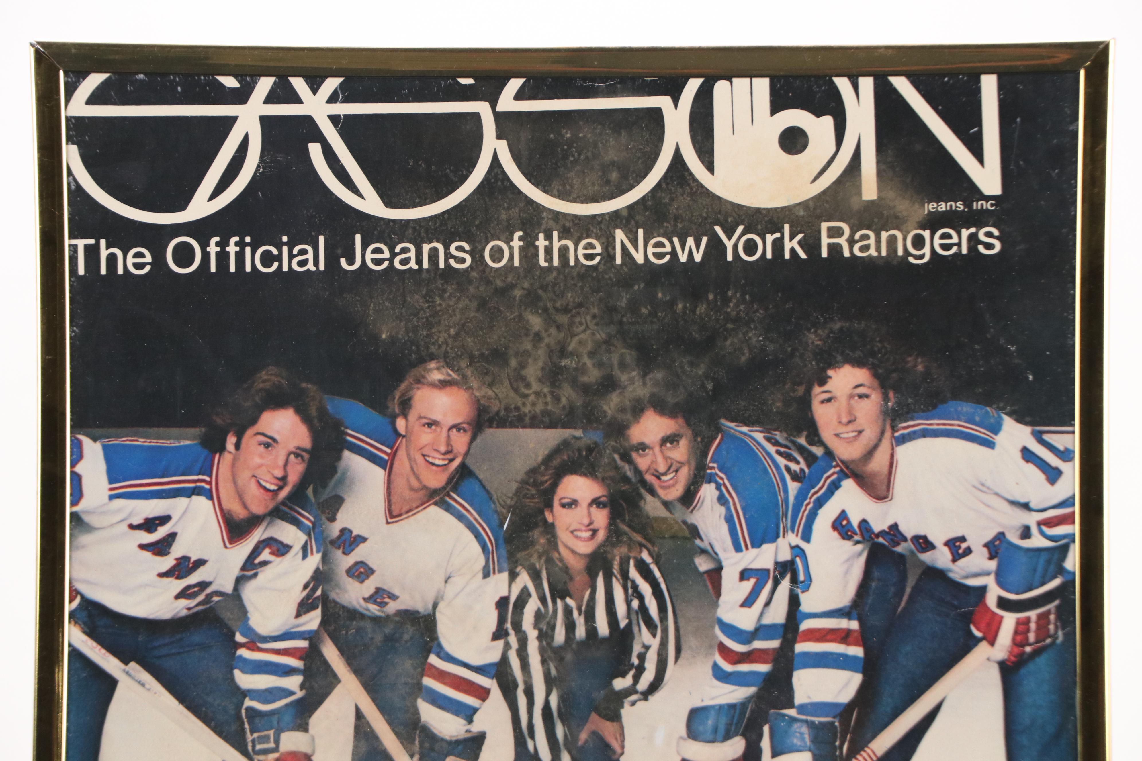 Sasson Jeans Advertisement With New York Rangers Hockey Team, Circa 1980