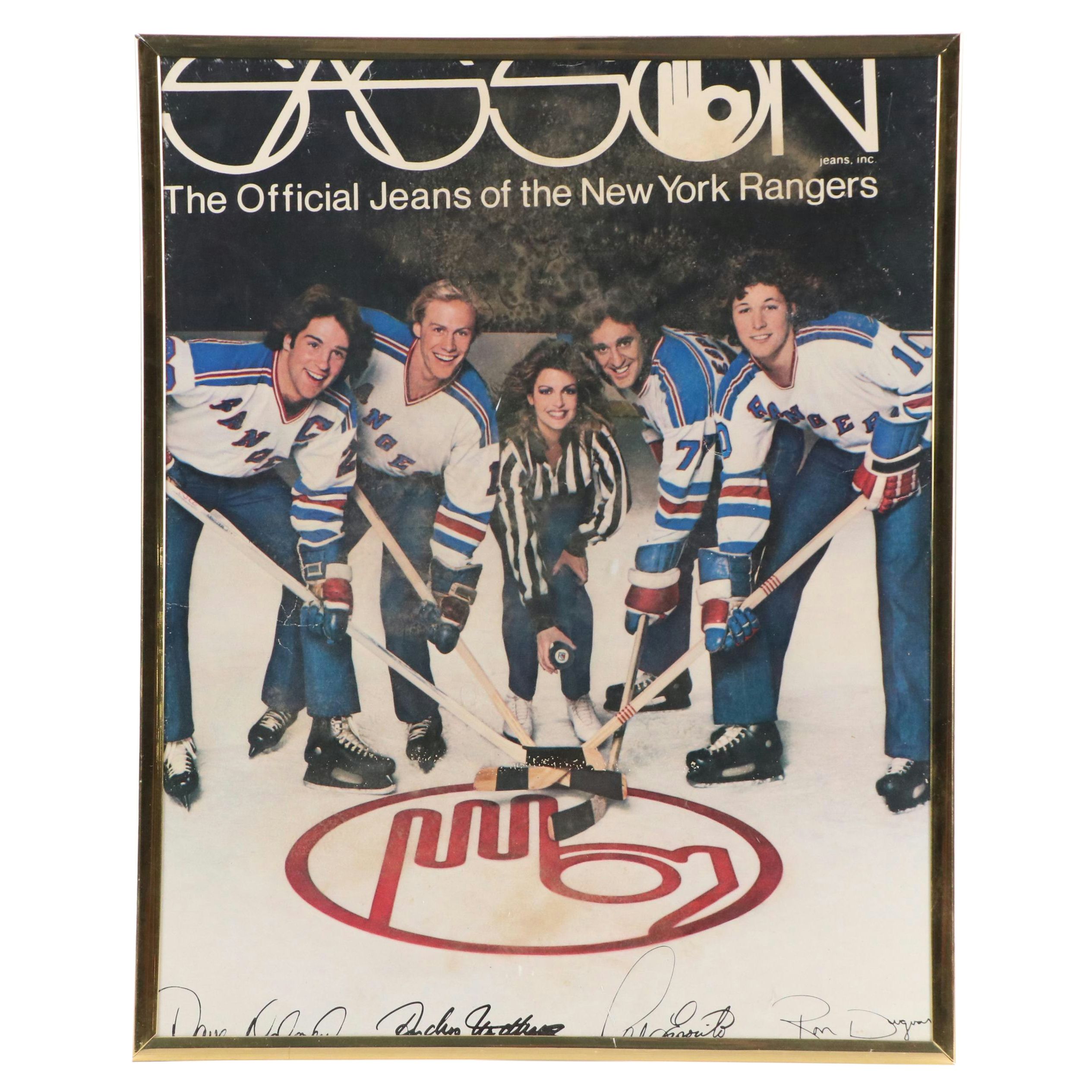 Sasson Jeans Advertisement With New York Rangers Hockey Team, Circa 1980