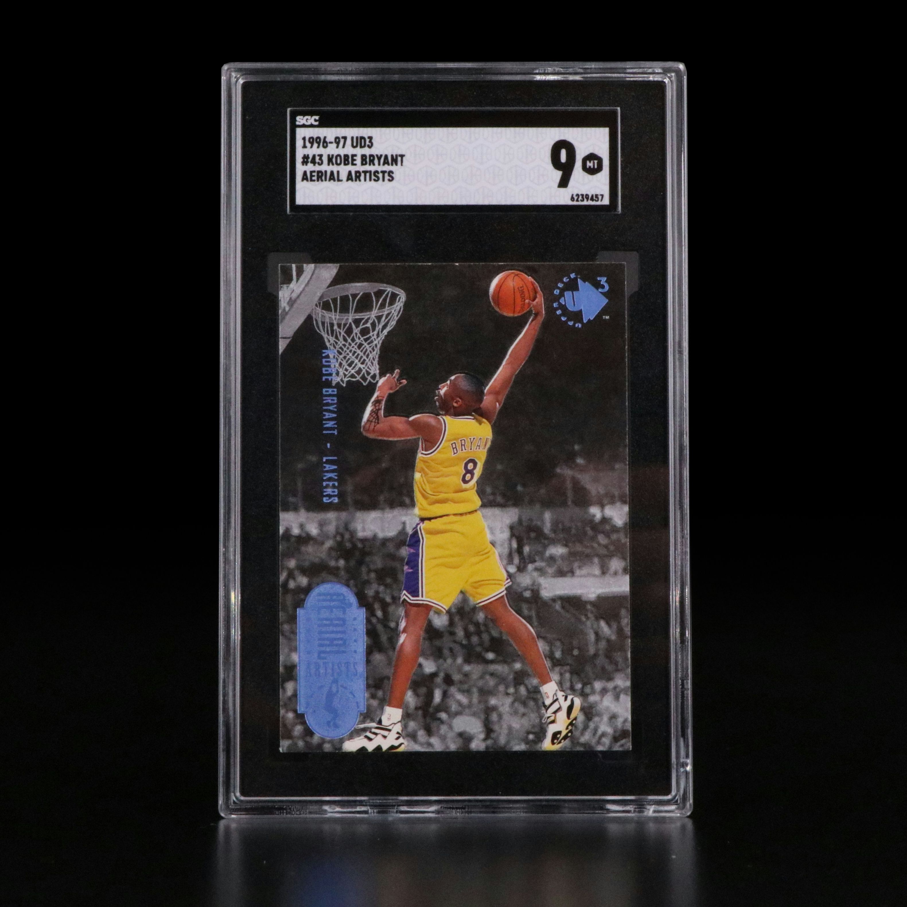 1996-97 UD3 Kobe Bryant Aerial Artist Rookie Basketball Card Graded SGC 9