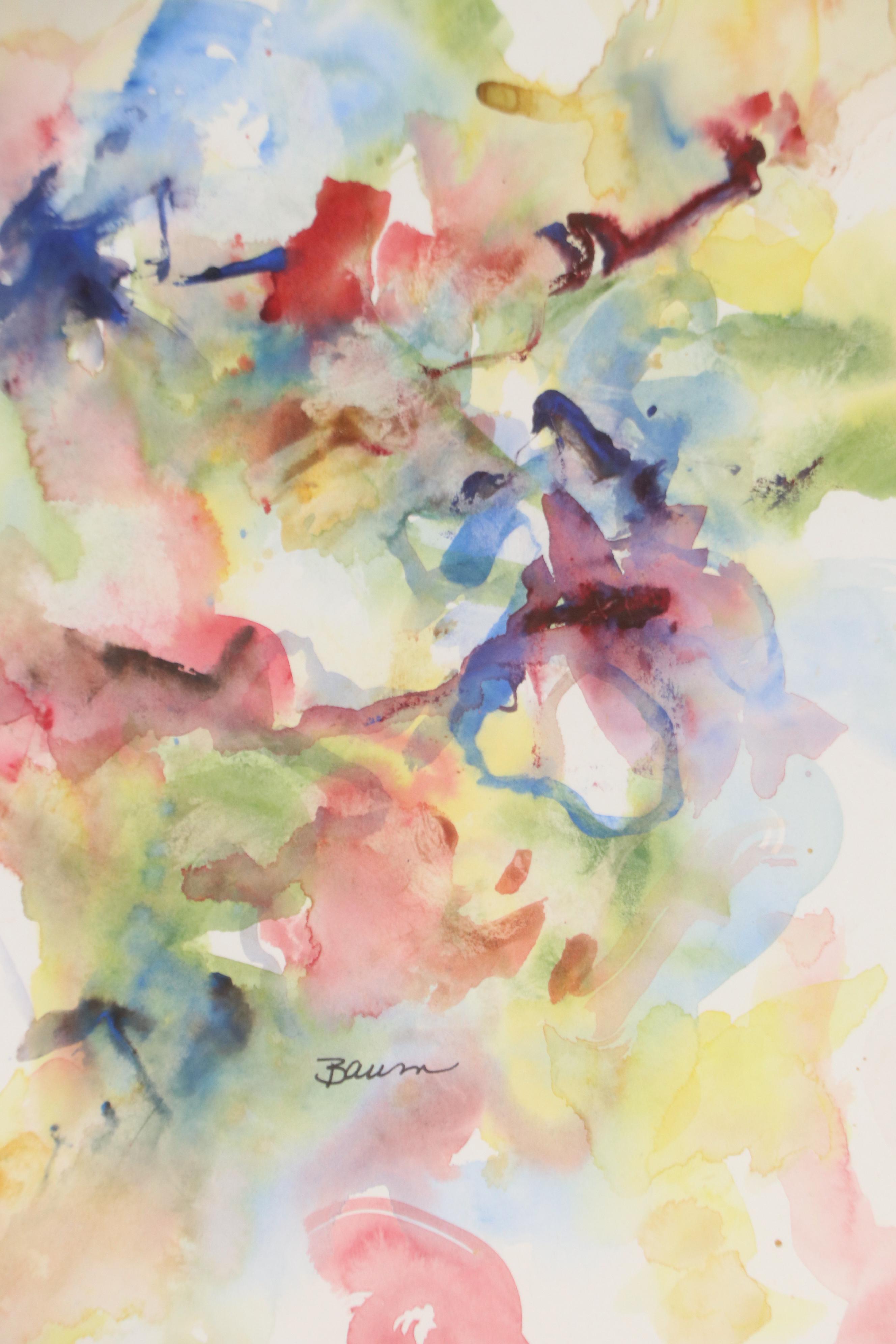 Watercolor Painting of Colorful Abstract Composition, Late 20th Century