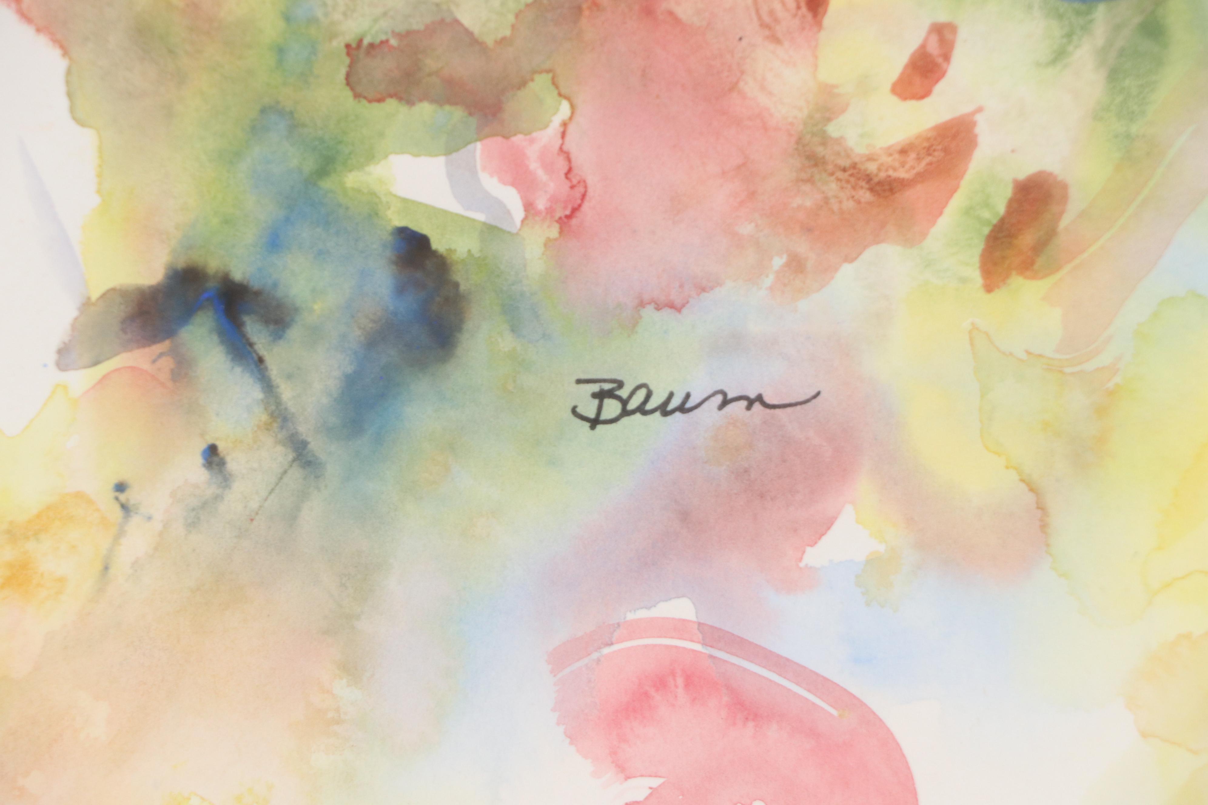 Watercolor Painting of Colorful Abstract Composition, Late 20th Century