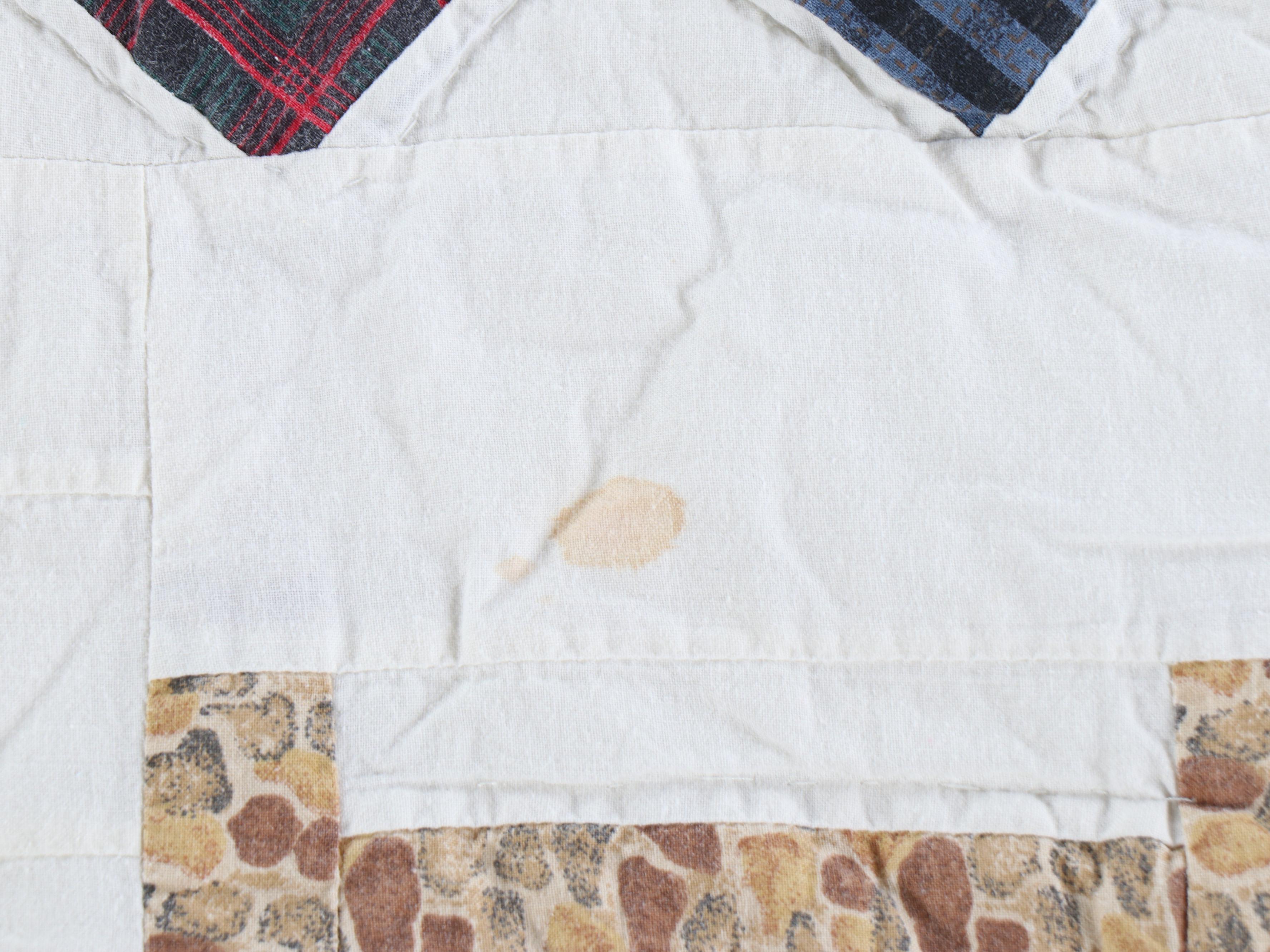 Double Wedding Ring Cotton Quilt with Cabin Style Hanging Quilt