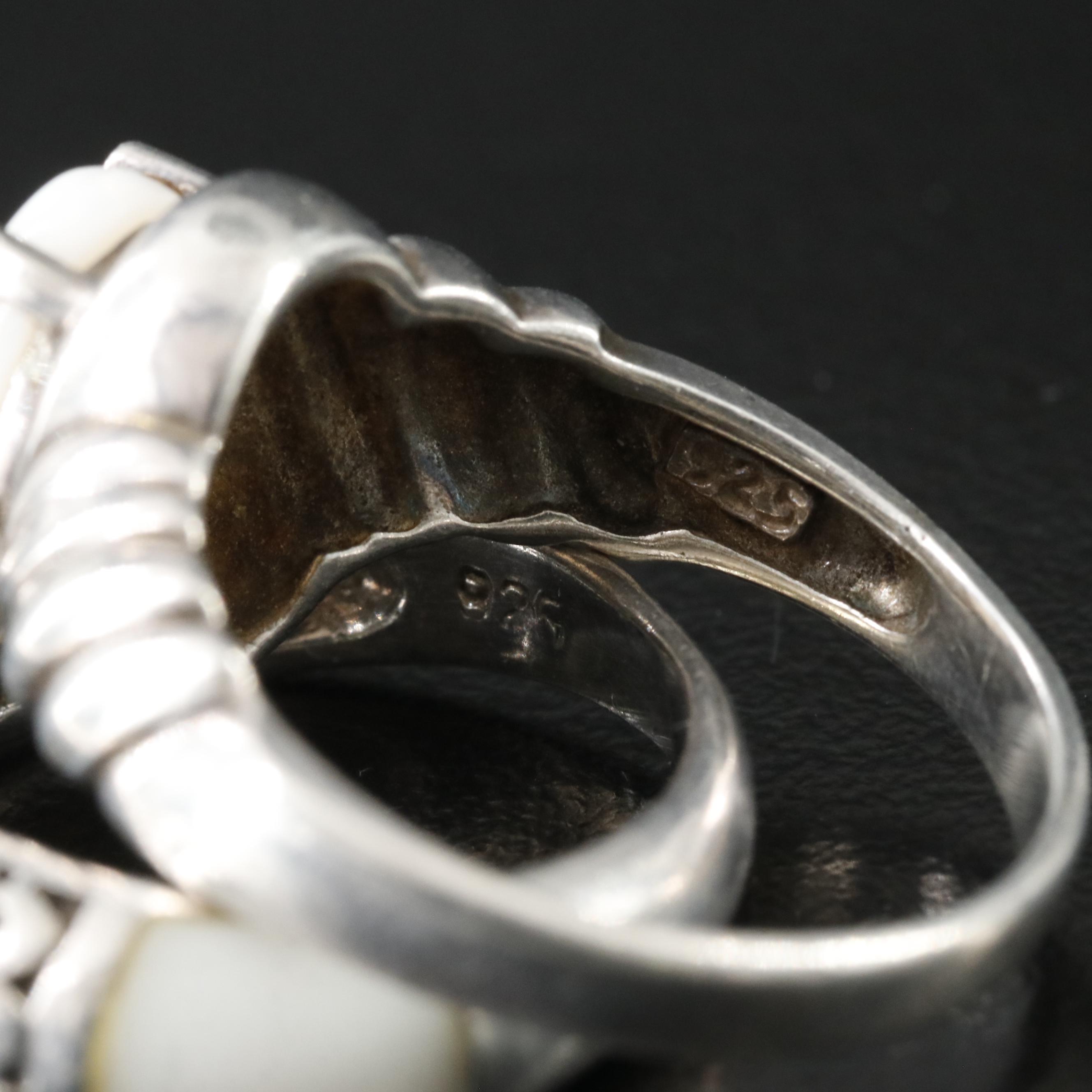 Sterling Opal and White Agate Rings