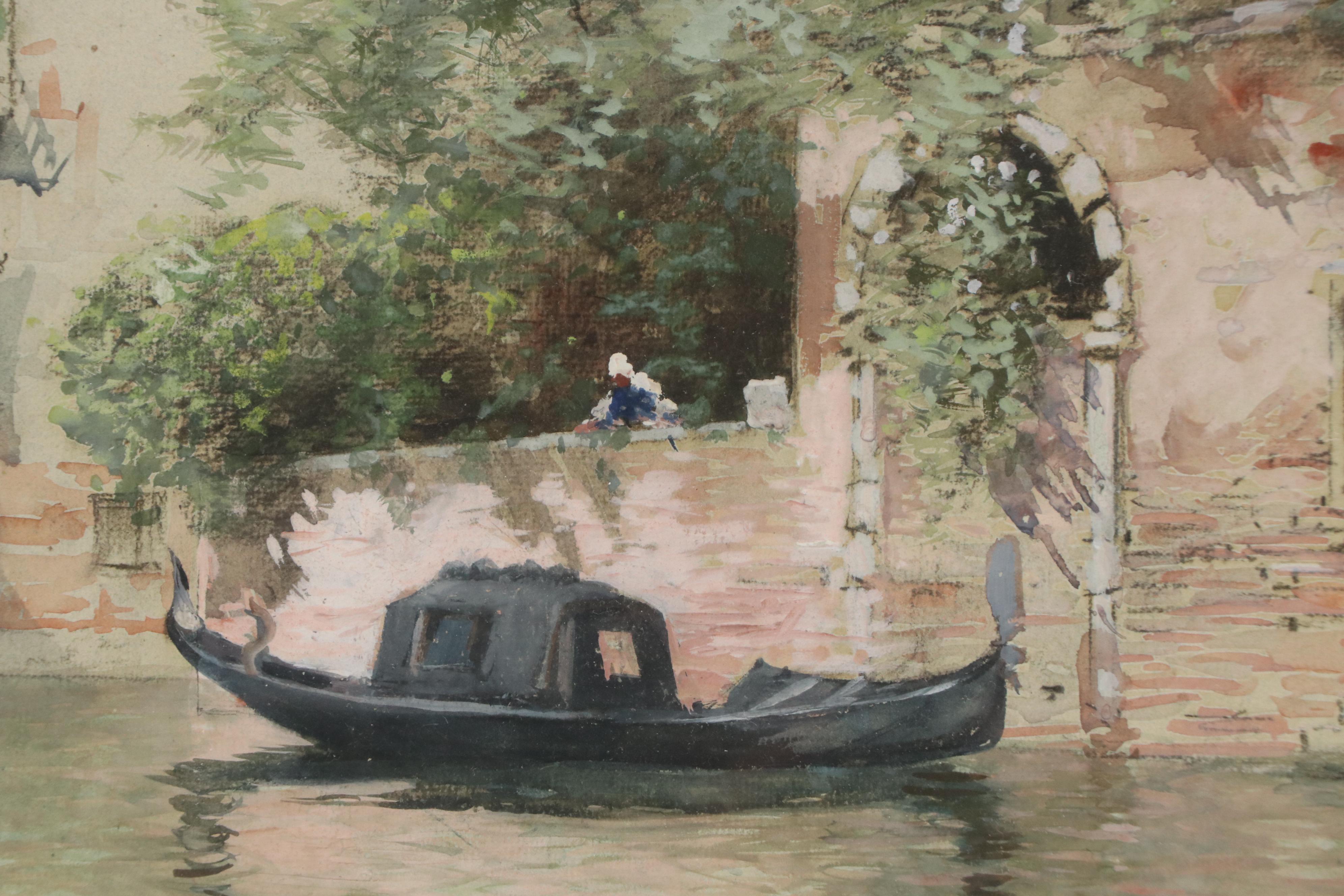 Francis Hopkinson Smith Venetian Canal Scene Watercolor Painting, Circa 1910