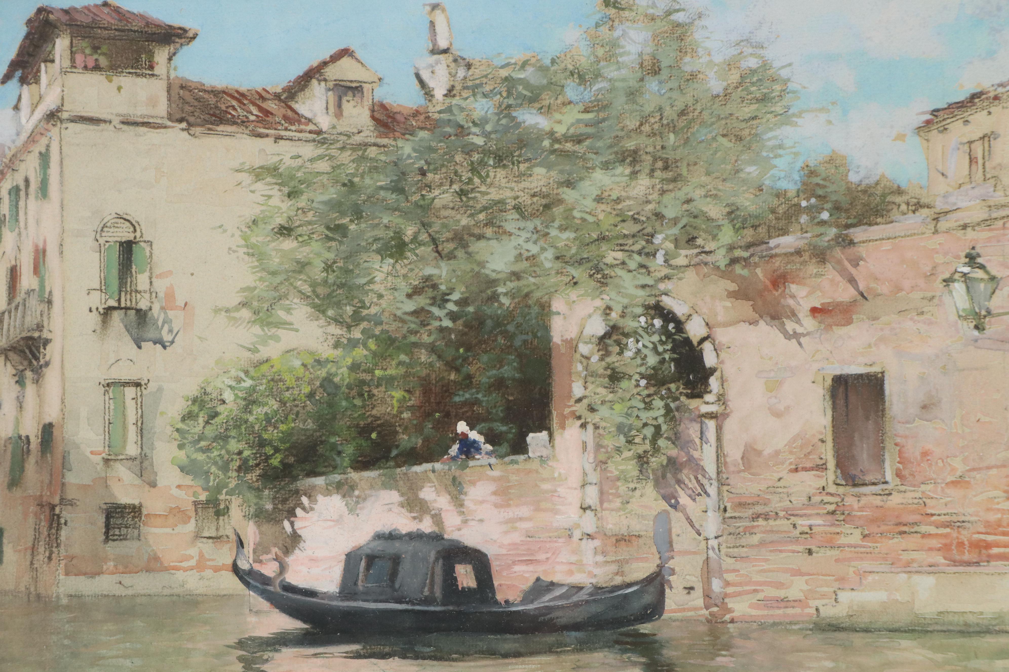 Francis Hopkinson Smith Venetian Canal Scene Watercolor Painting, Circa 1910