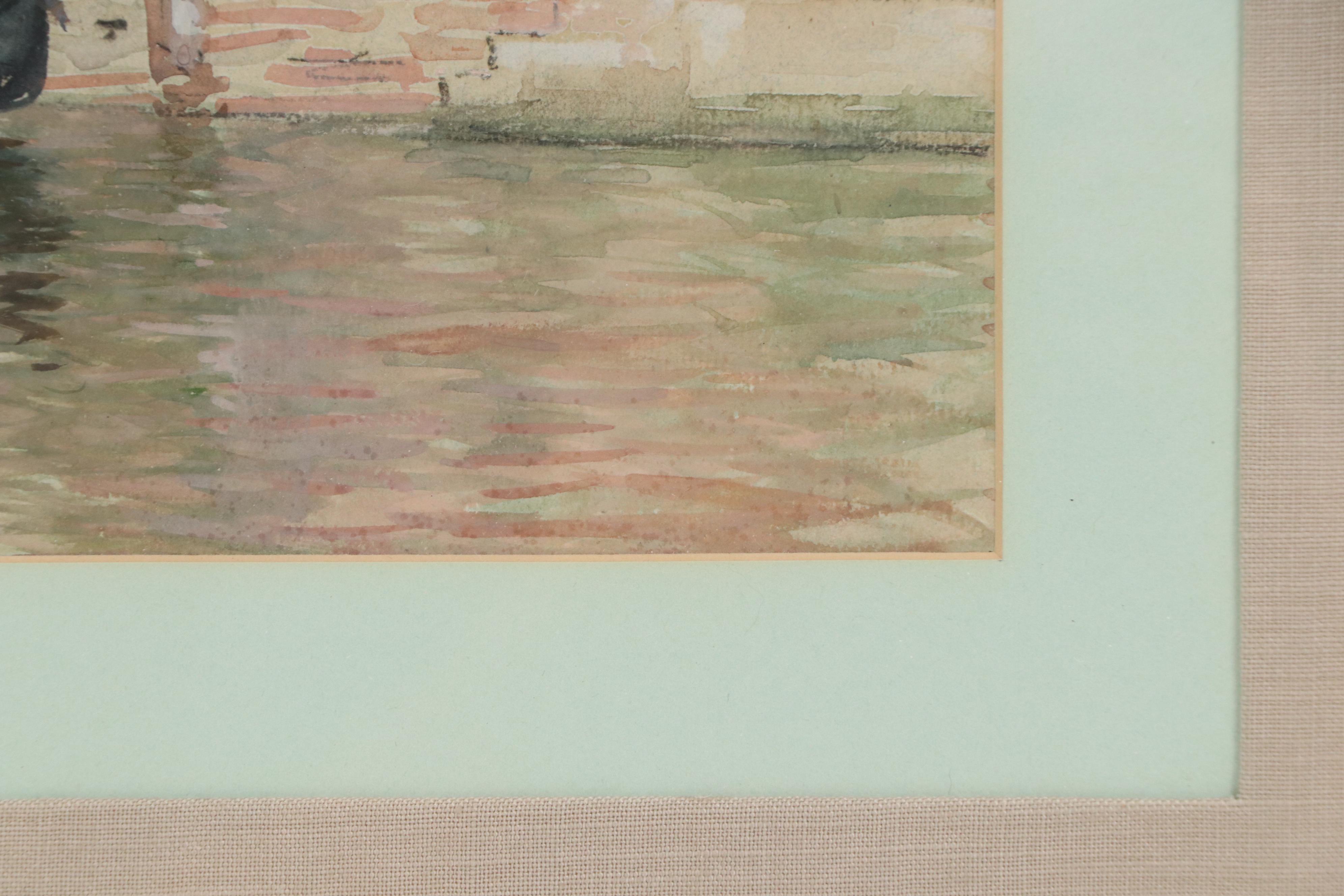 Francis Hopkinson Smith Venetian Canal Scene Watercolor Painting, Circa 1910