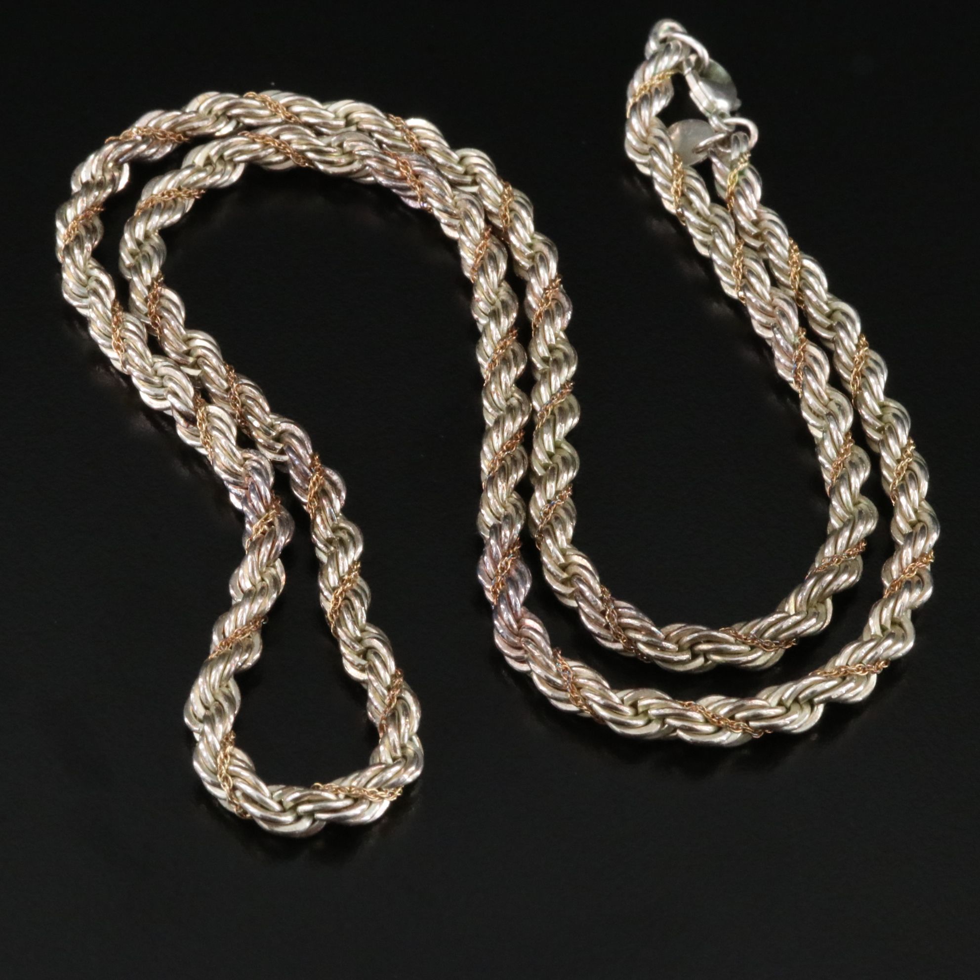 Tiffany & Co. Sterling Twisted Rope Chain Necklace with 18K Accent
