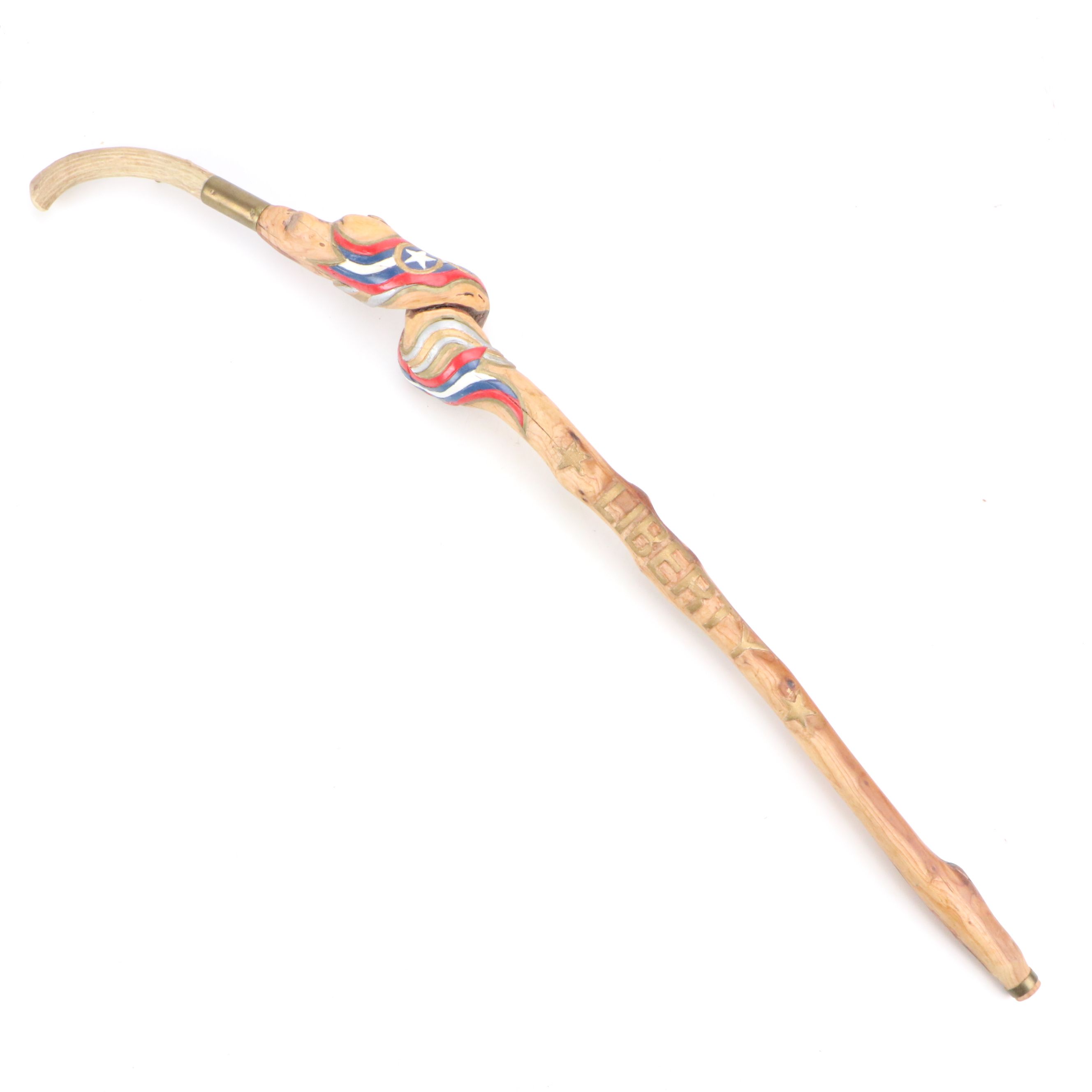 Robert Beaven Hand-Carved "Justice Liberty" Polychrome Cane