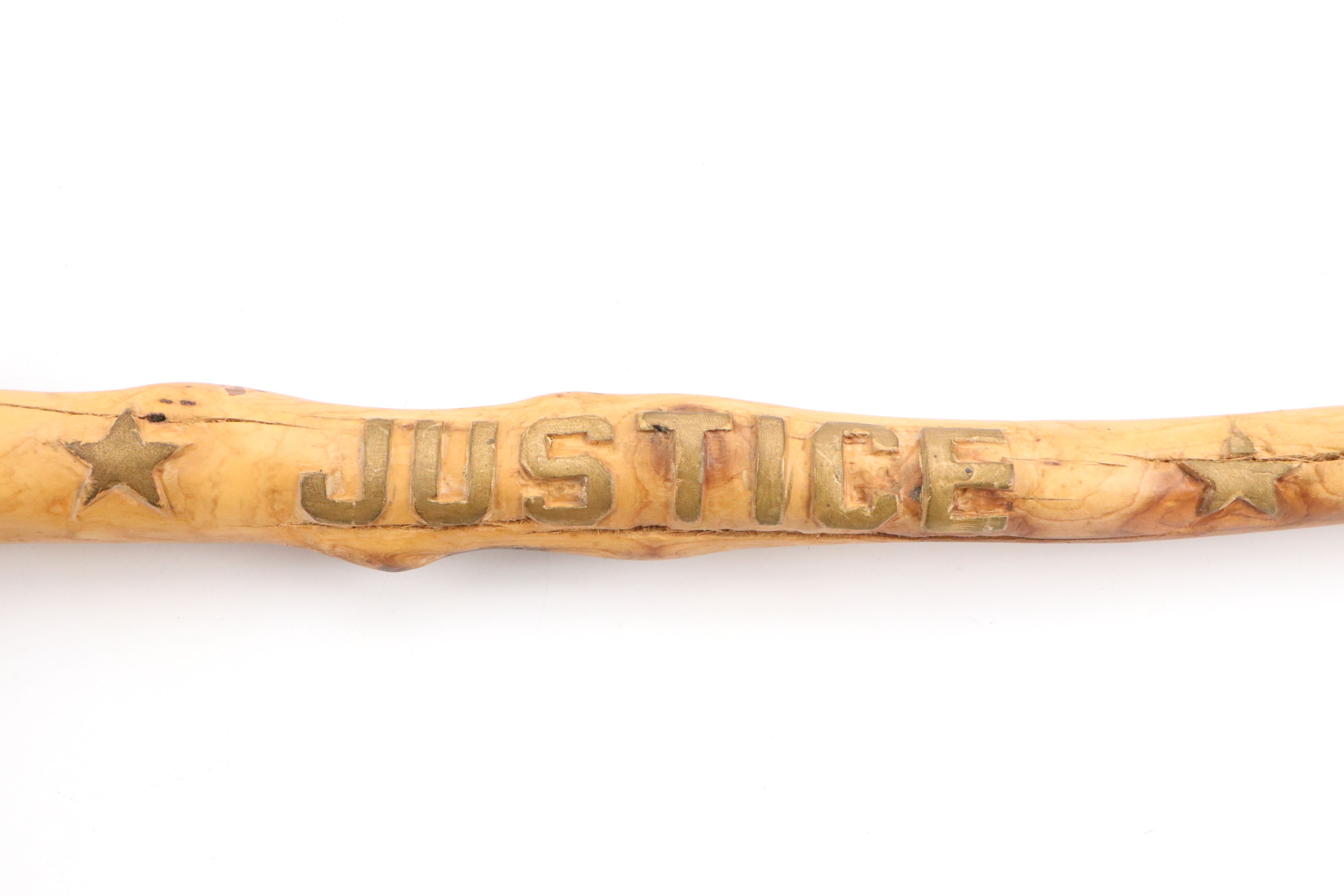 Robert Beaven Hand-Carved "Justice Liberty" Polychrome Cane