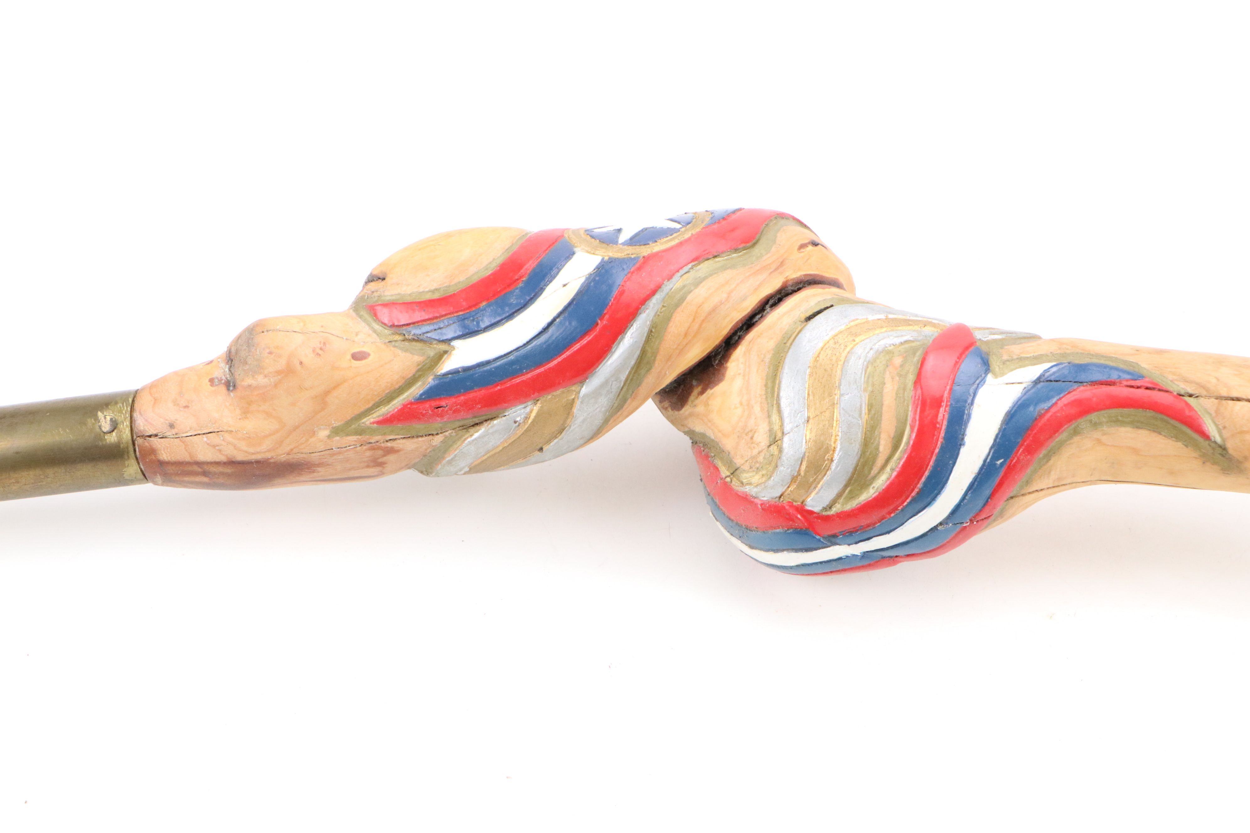 Robert Beaven Hand-Carved "Justice Liberty" Polychrome Cane