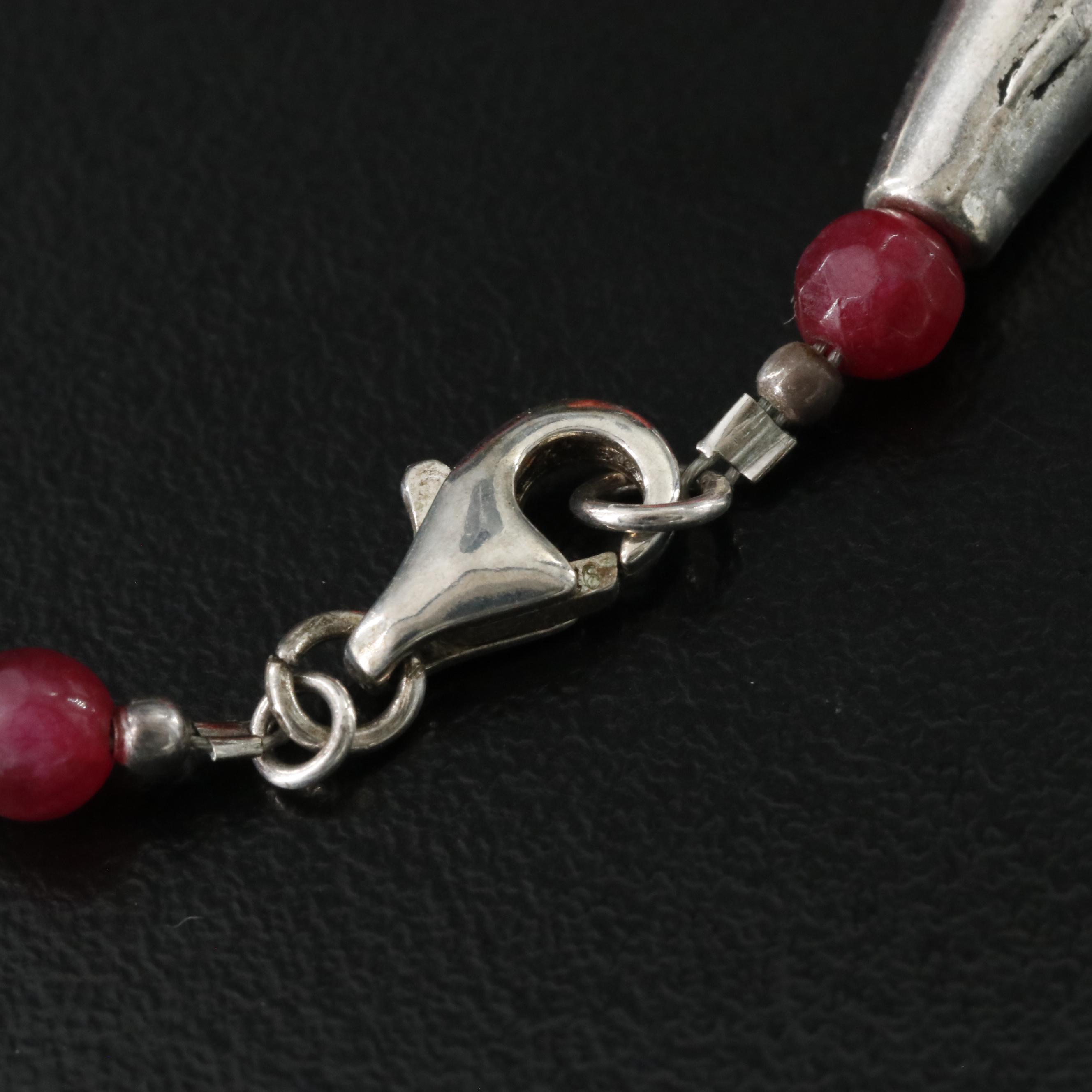 Sterling Coral, Faux Turquoise and Quartz Bracelet