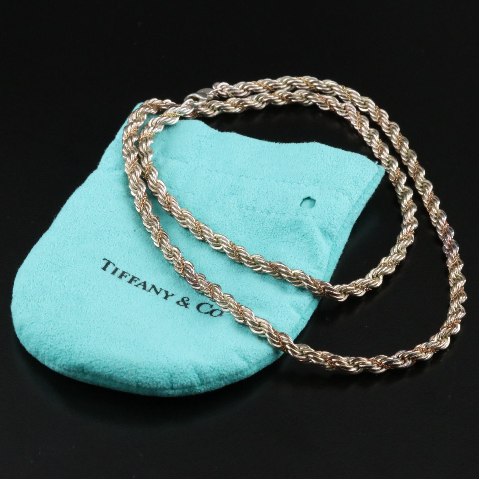 Tiffany & Co. Sterling Twisted Rope Chain Necklace with 18K Accent