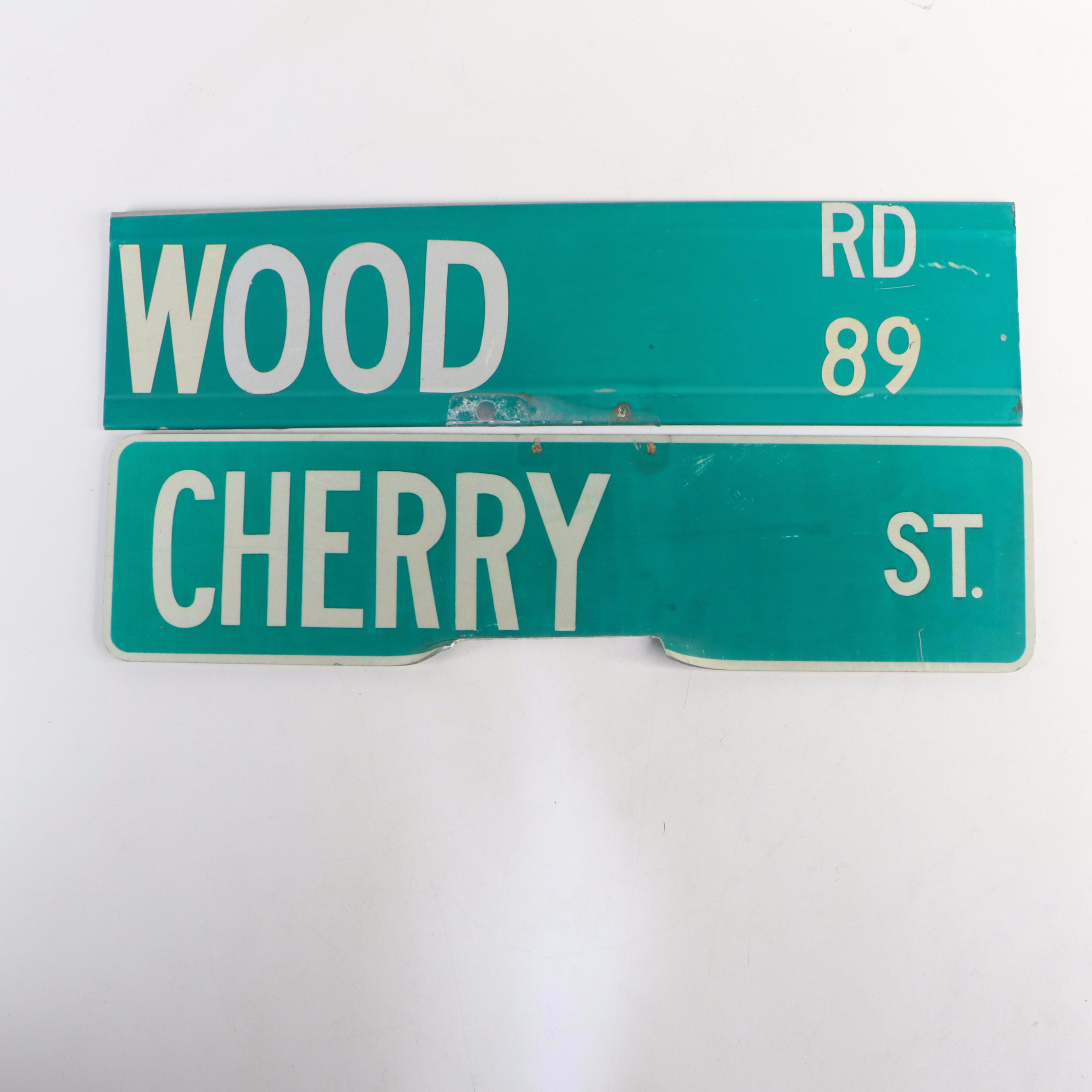 Cherry Street and Wood Road Metal Street Signs
