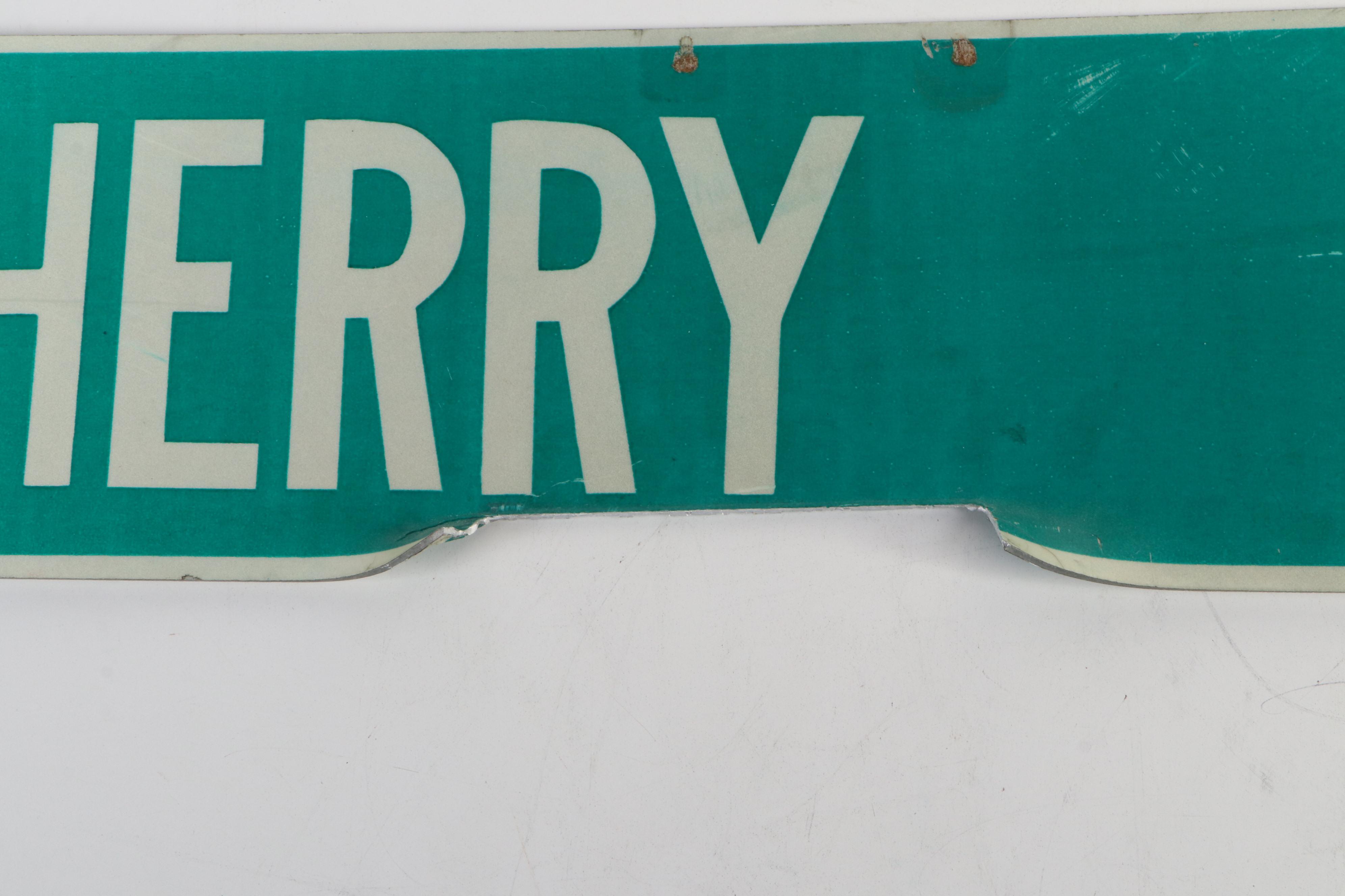 Cherry Street and Wood Road Metal Street Signs