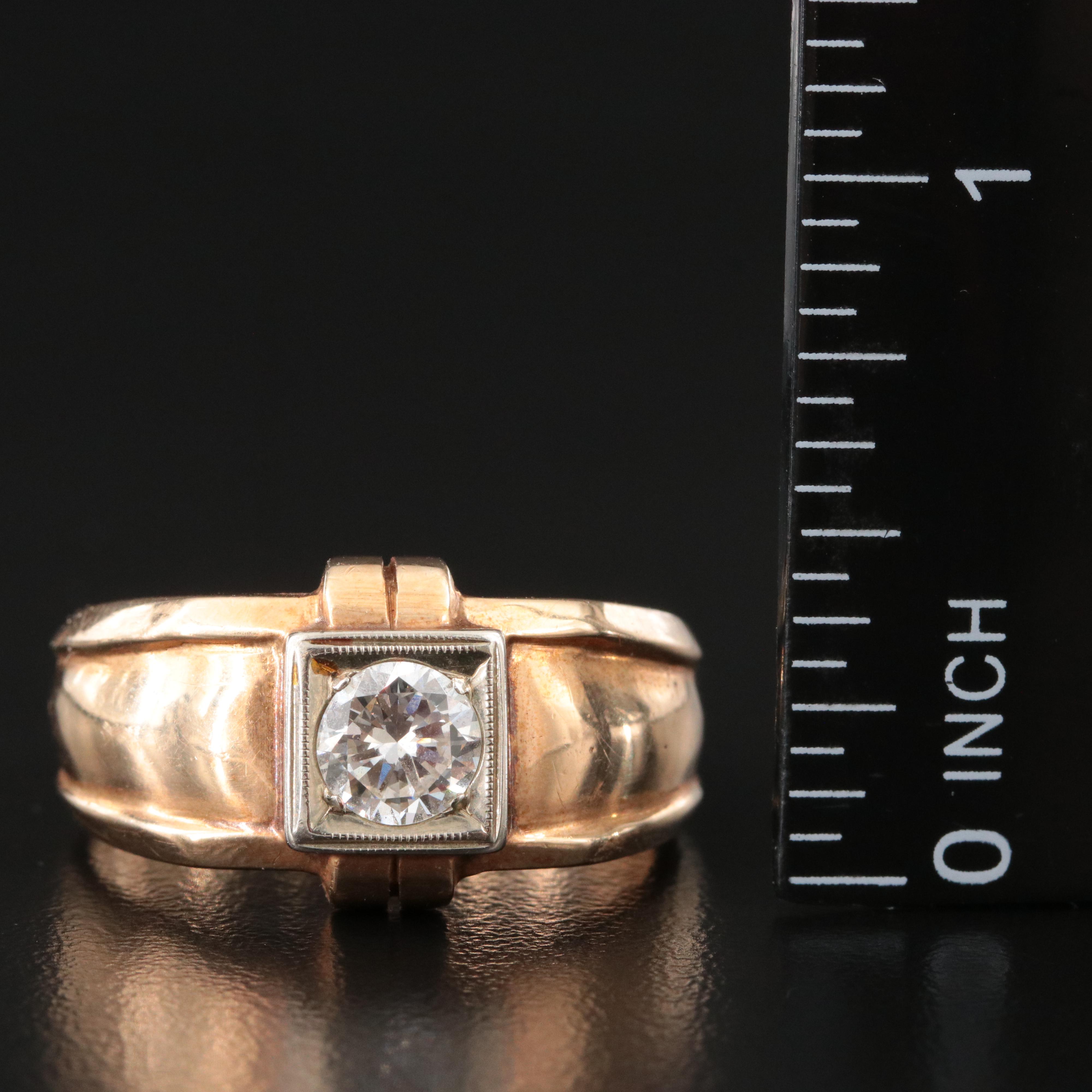 14K 0.68 CT Diamond Men's Ring