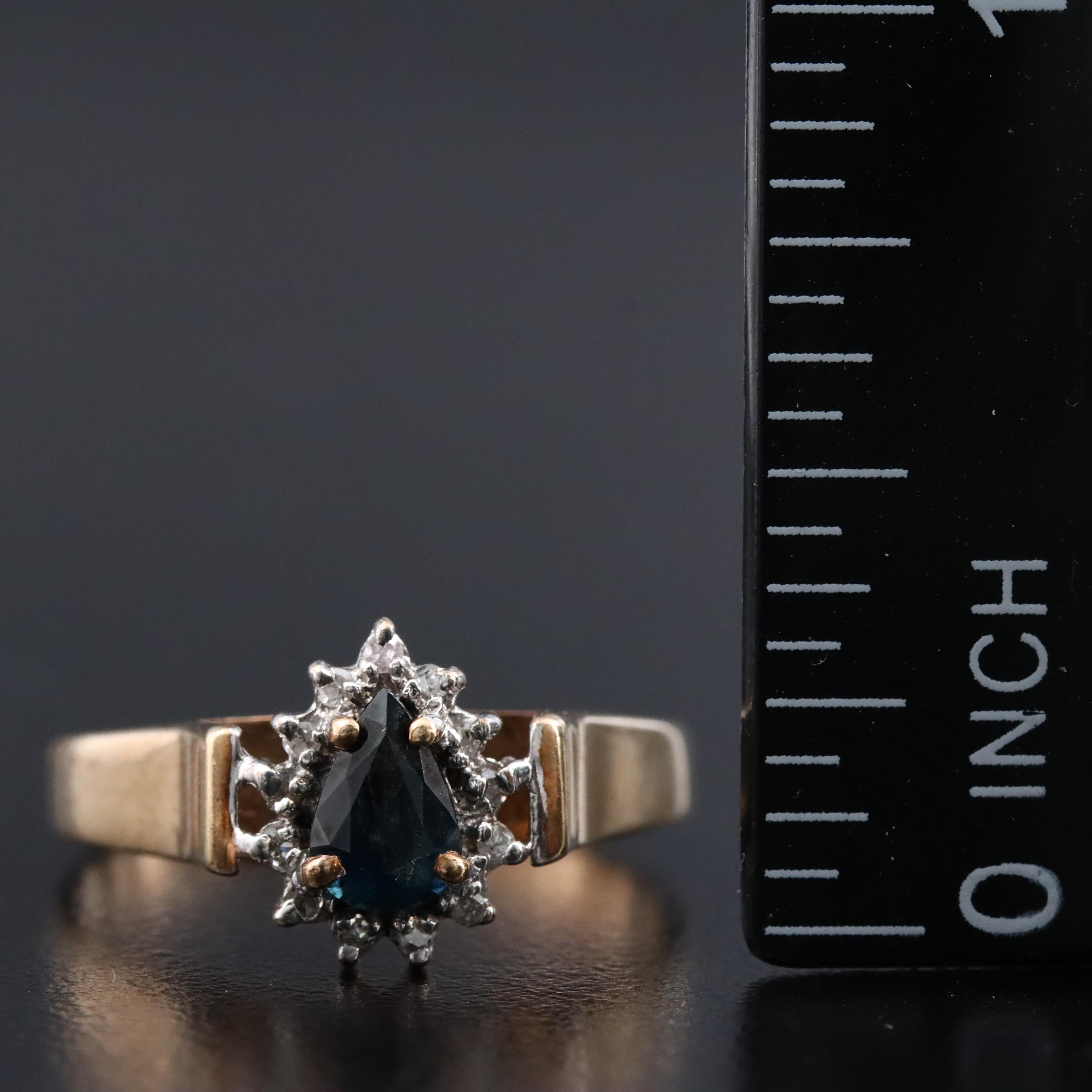 10K Sapphire and Diamond Ring