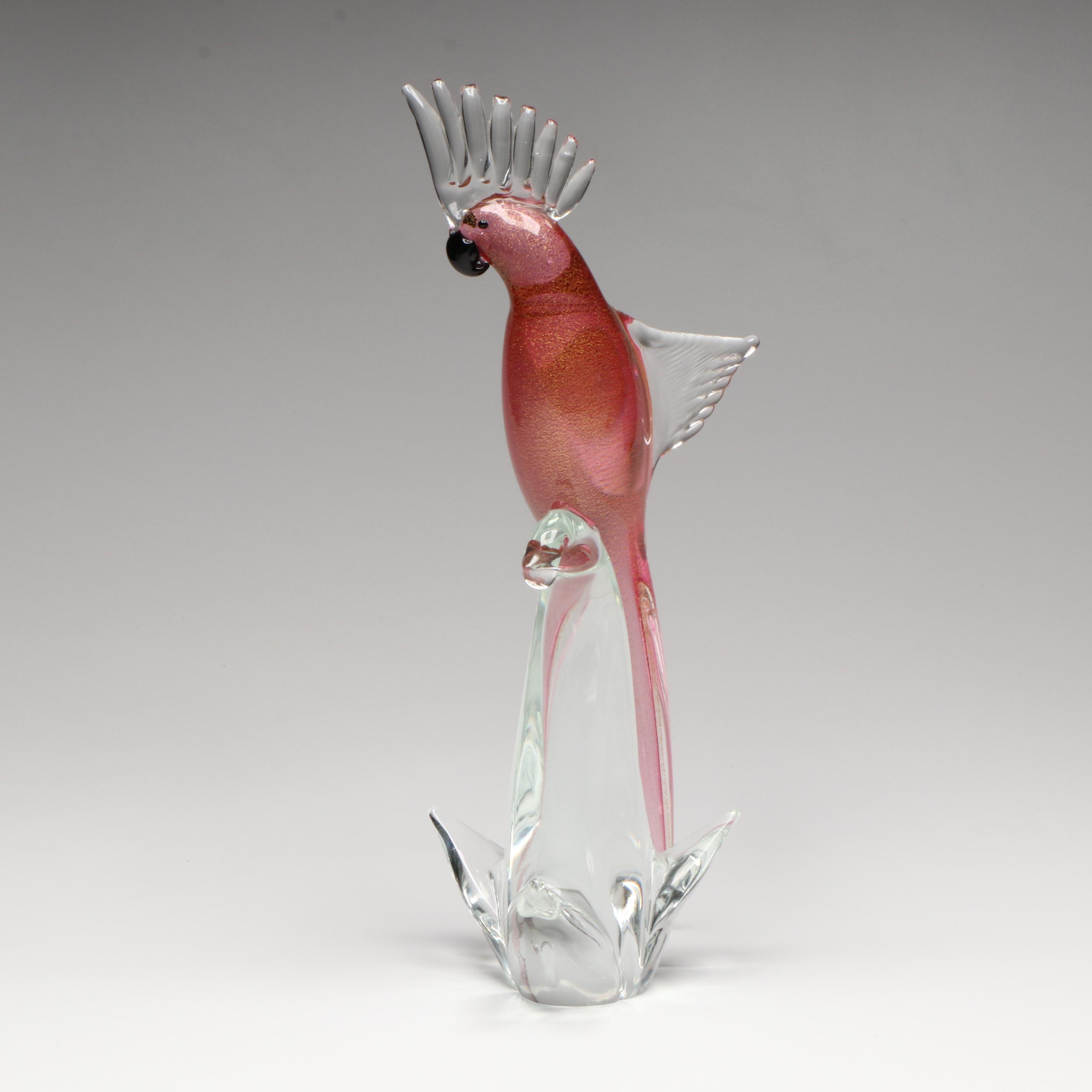 M. Rossetti Murano Glass Cockatoo Sculpture