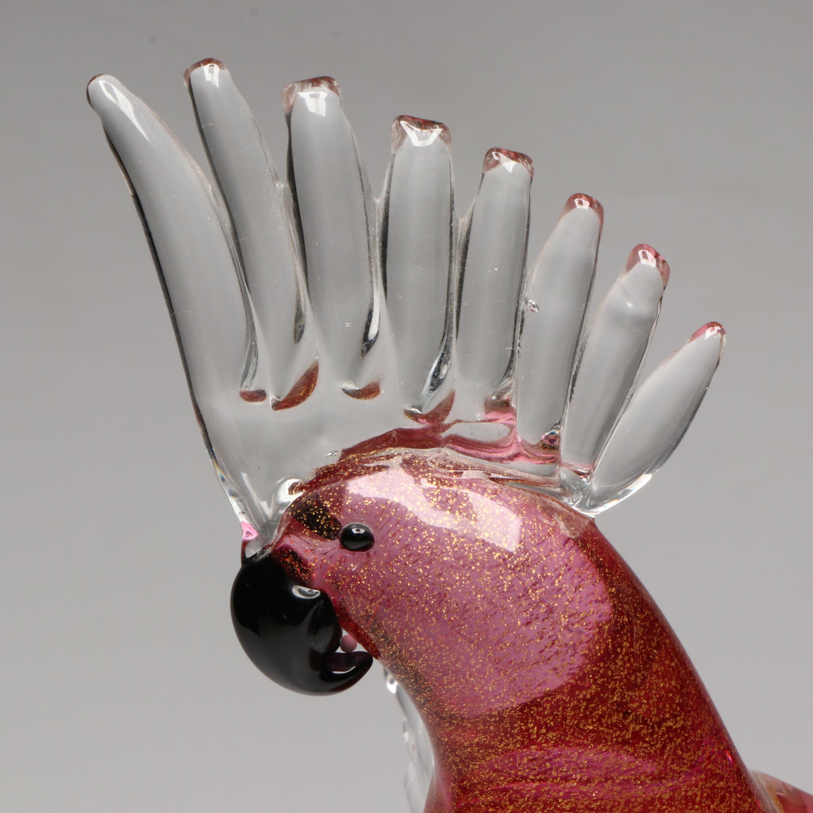 M. Rossetti Murano Glass Cockatoo Sculpture