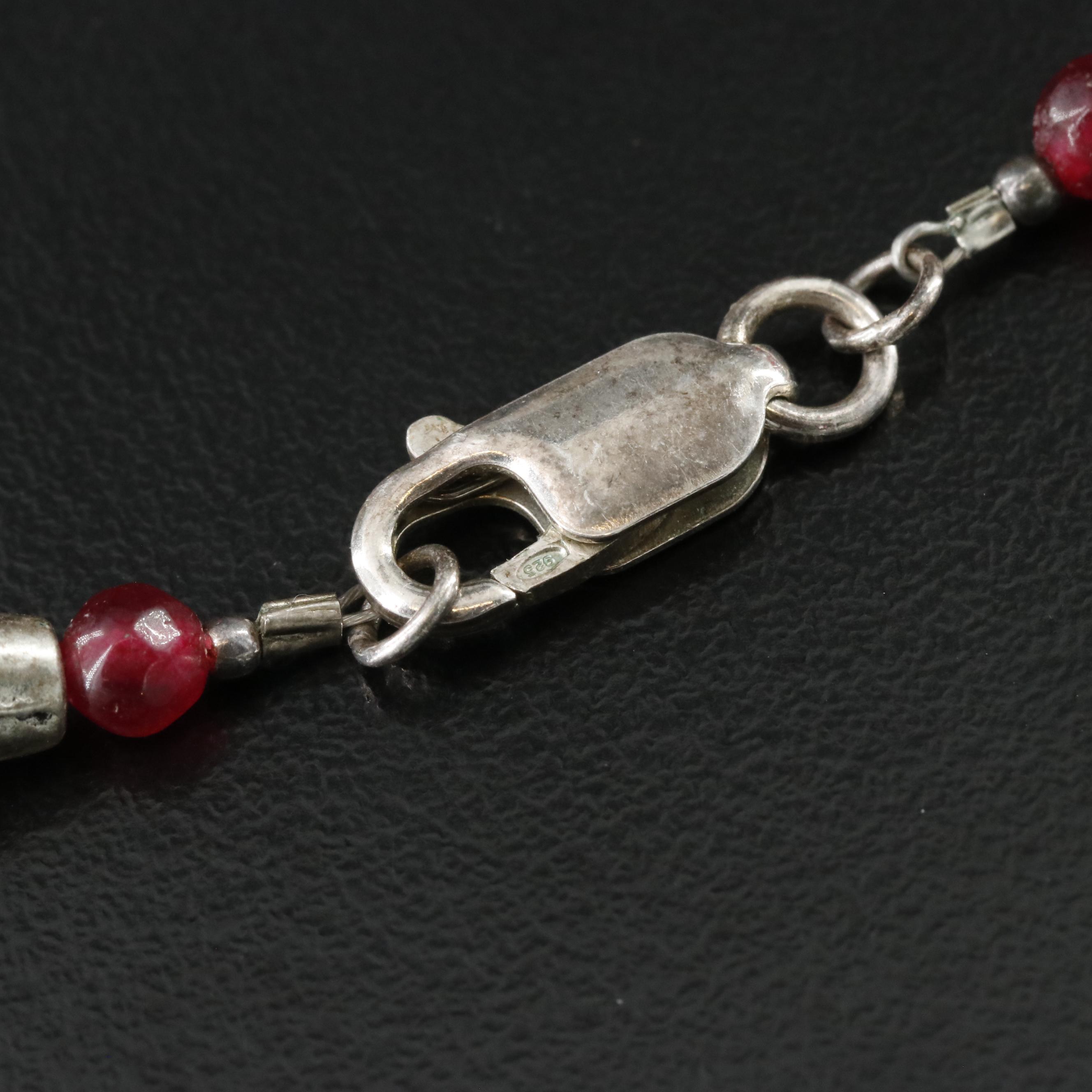 Sterling Coral, Faux Turquoise and Quartz Necklace