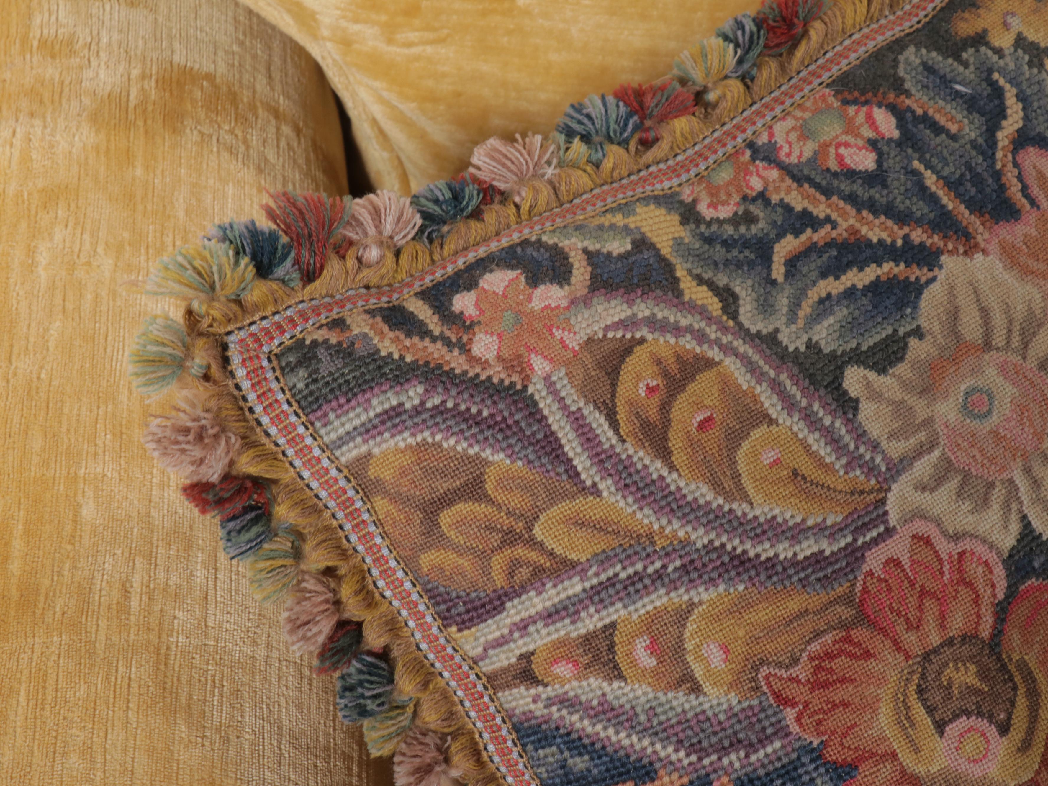 Sherrill Chenille Upholstered Sofa with Tasseled Fringe