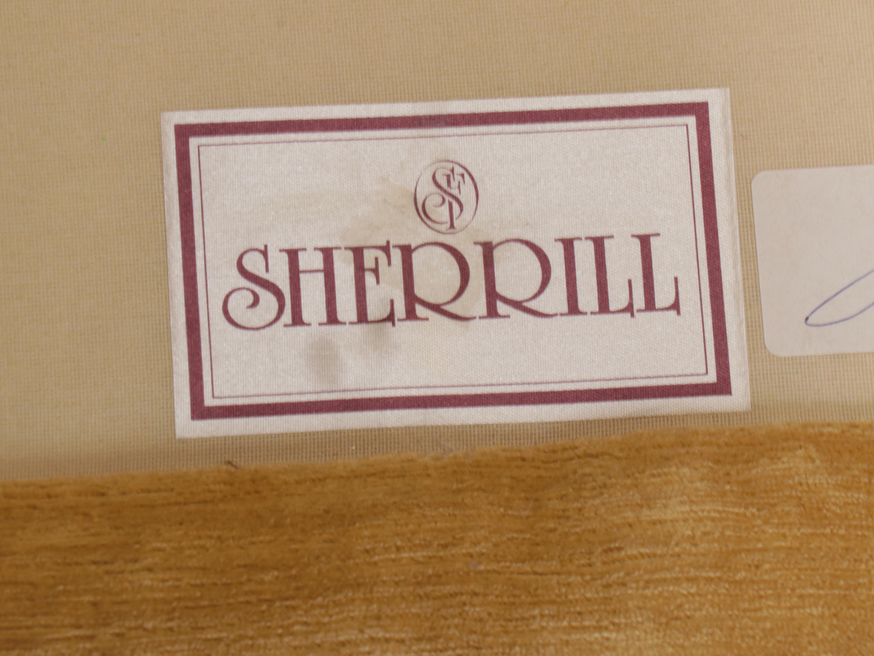 Sherrill Chenille Upholstered Sofa with Tasseled Fringe