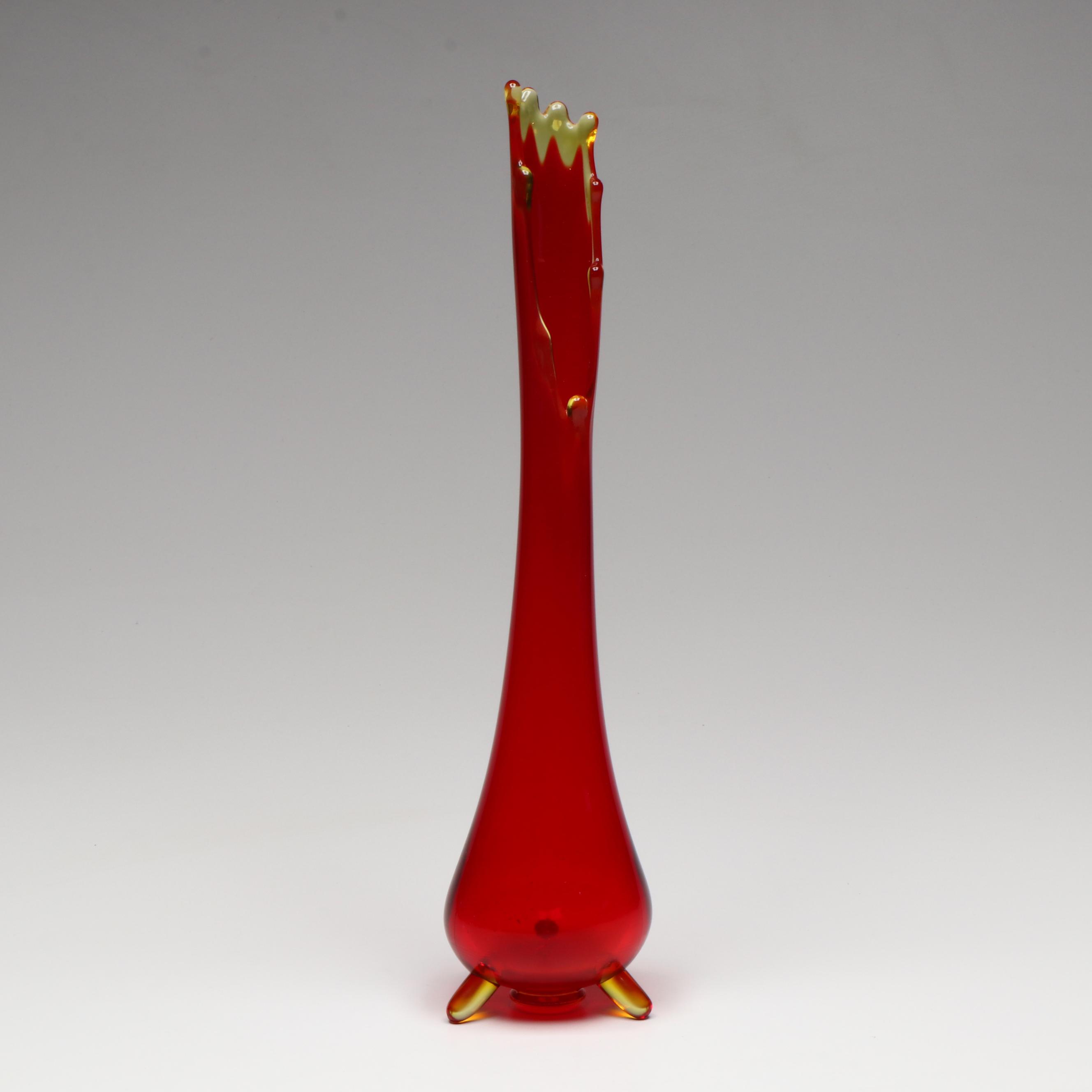 Amberina Swung Footed Glass Vase