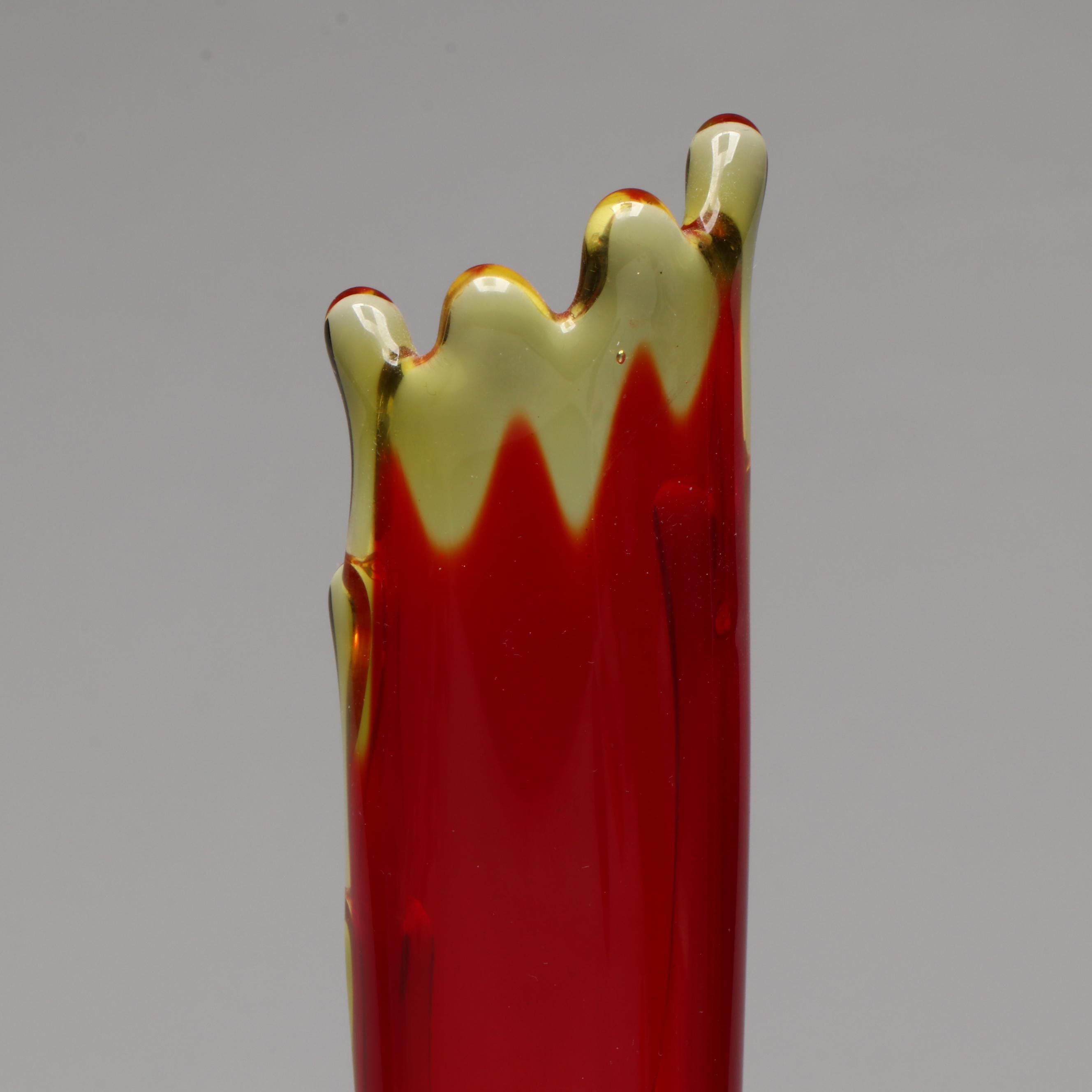 Amberina Swung Footed Glass Vase