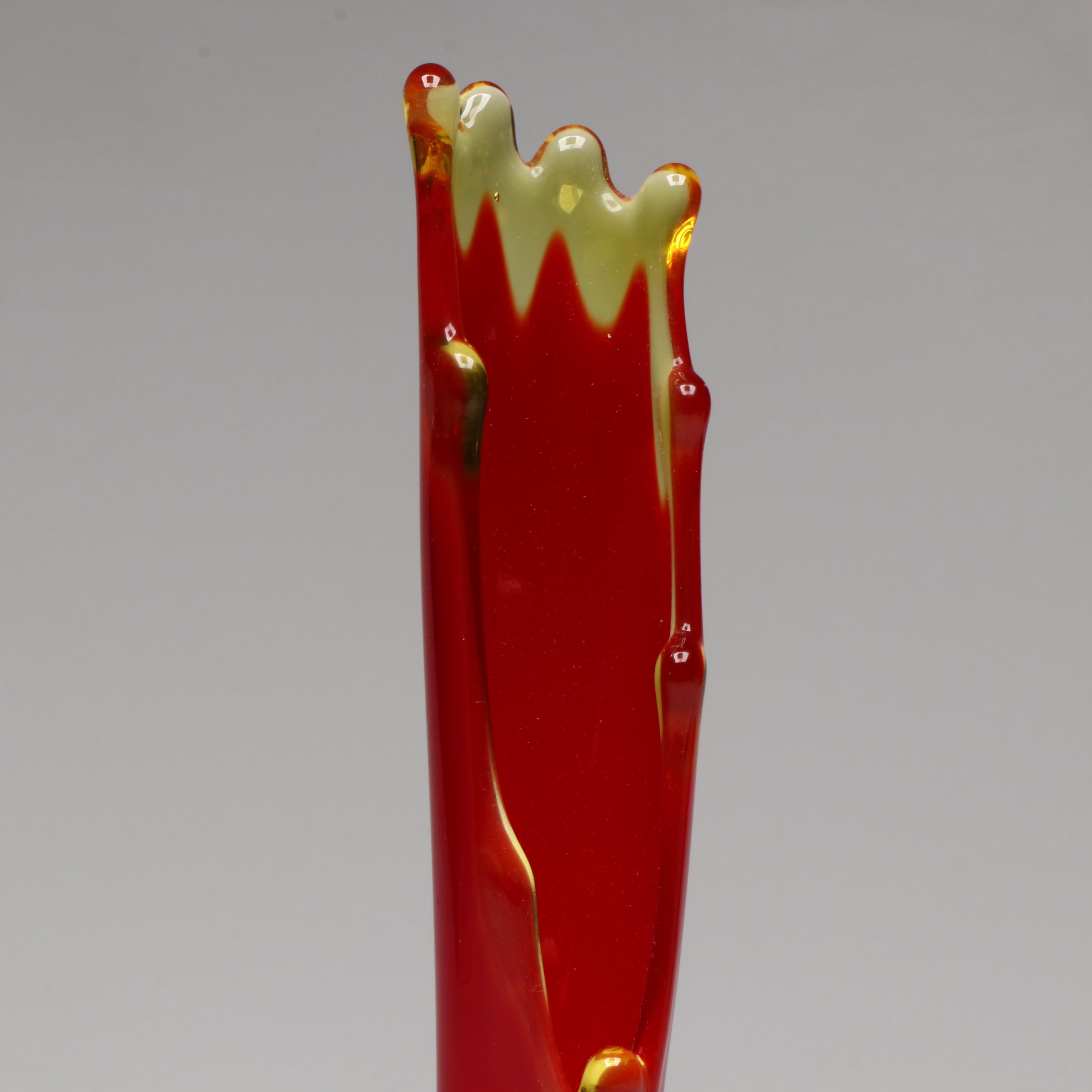 Amberina Swung Footed Glass Vase