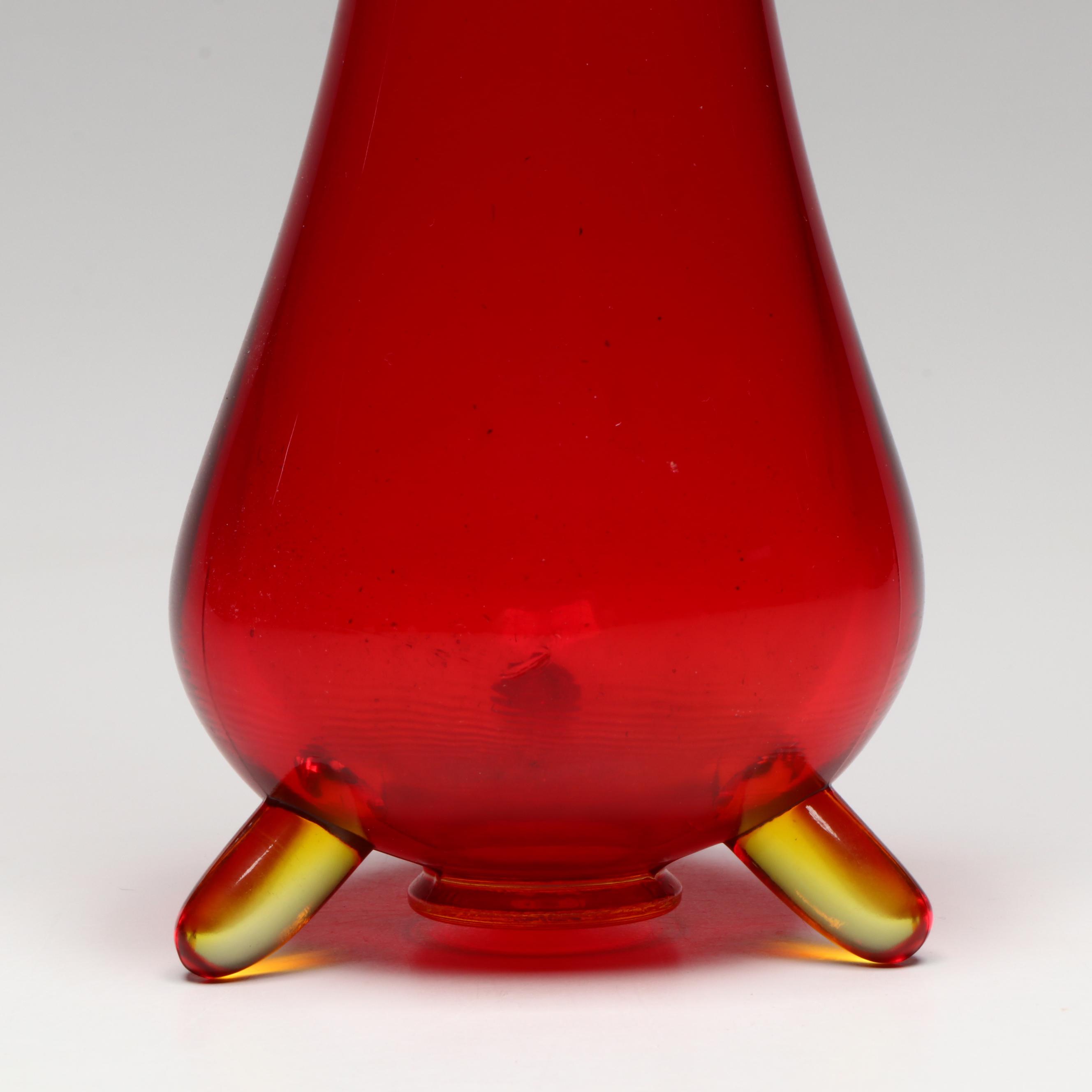 Amberina Swung Footed Glass Vase