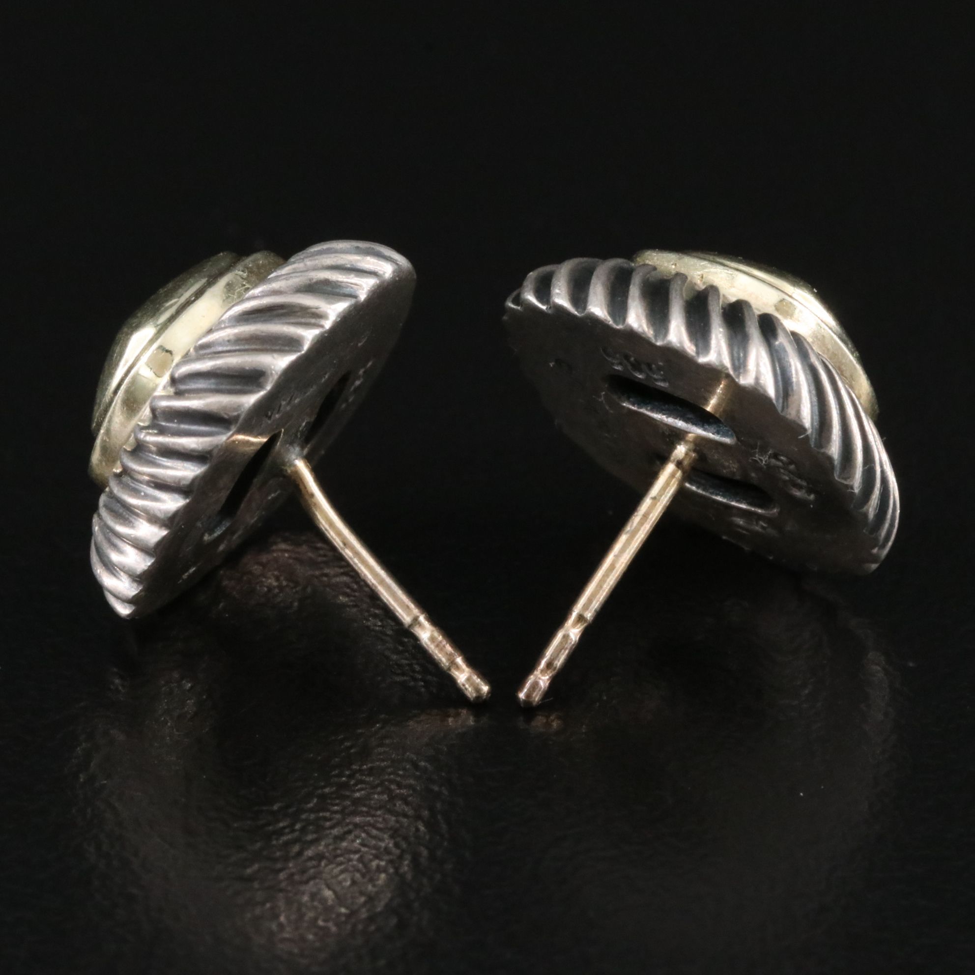 David Yurman Albion Petite Sterling and 14K Square Earrings