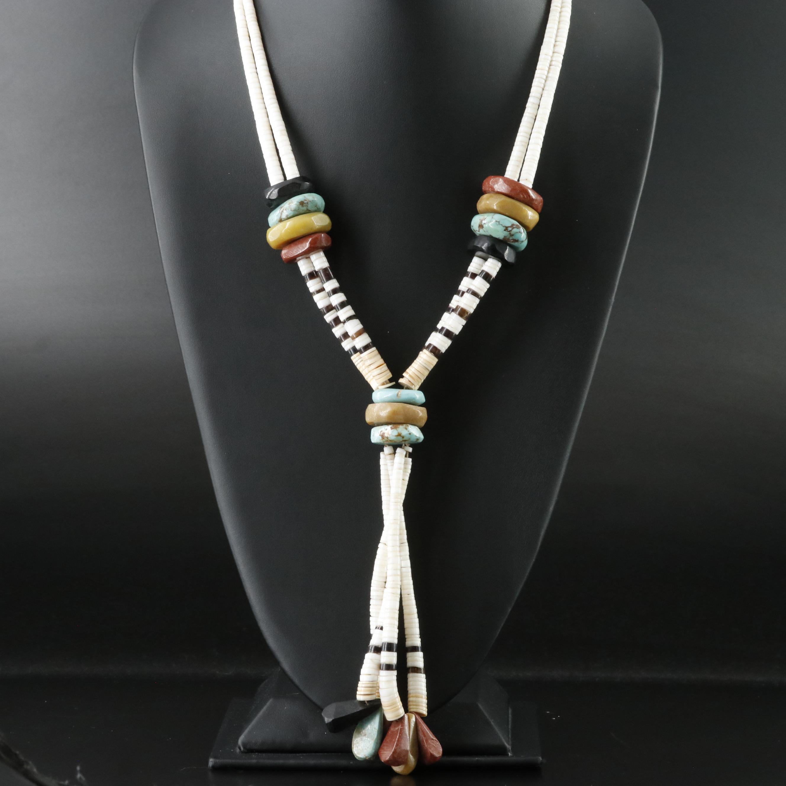 Southwestern Shell, Turquoise and Gemstone Necklace